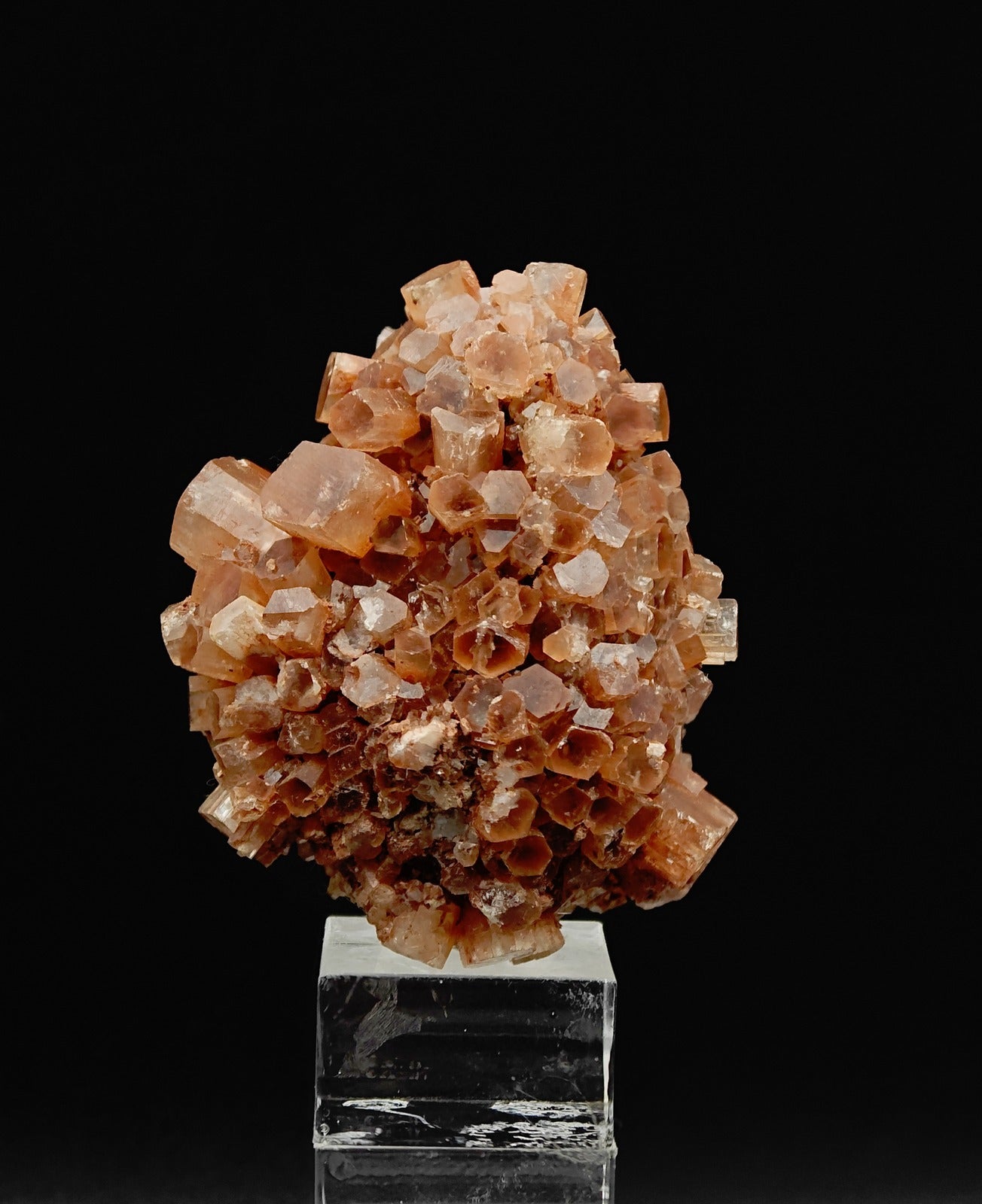 ARAGONITE – Orange Star-Shaped Twin Cluster, Tazouta, Morocco