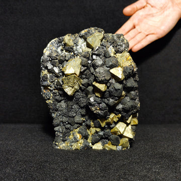 PYRITE & MAGNETITE – Antique 1800s Specimen, Big Crystals, Brosso Mine, Italy