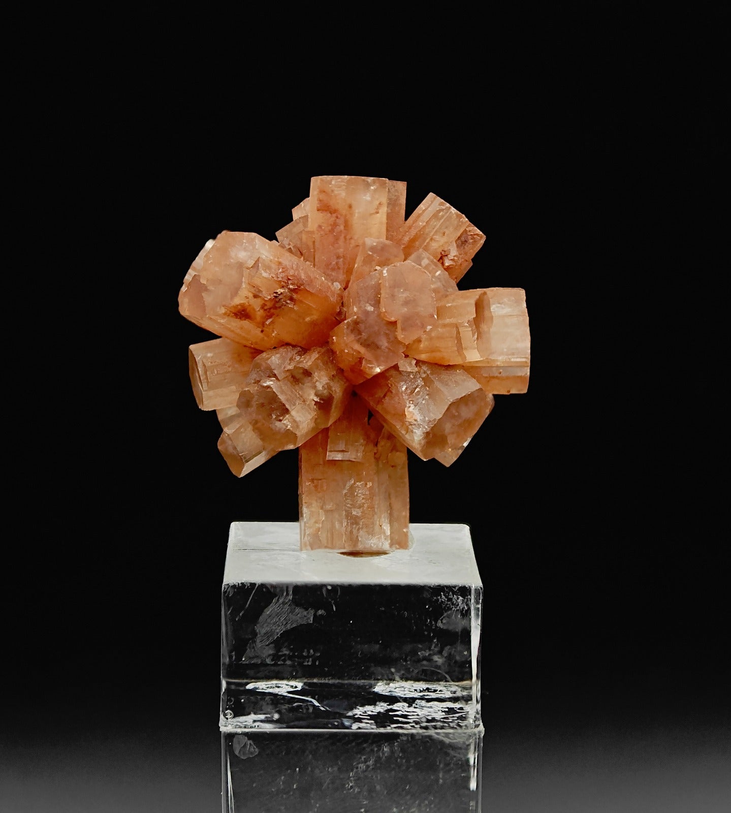 ARAGONITE – Orange-Brown Star Twin Cluster, Tazouta, Morocco