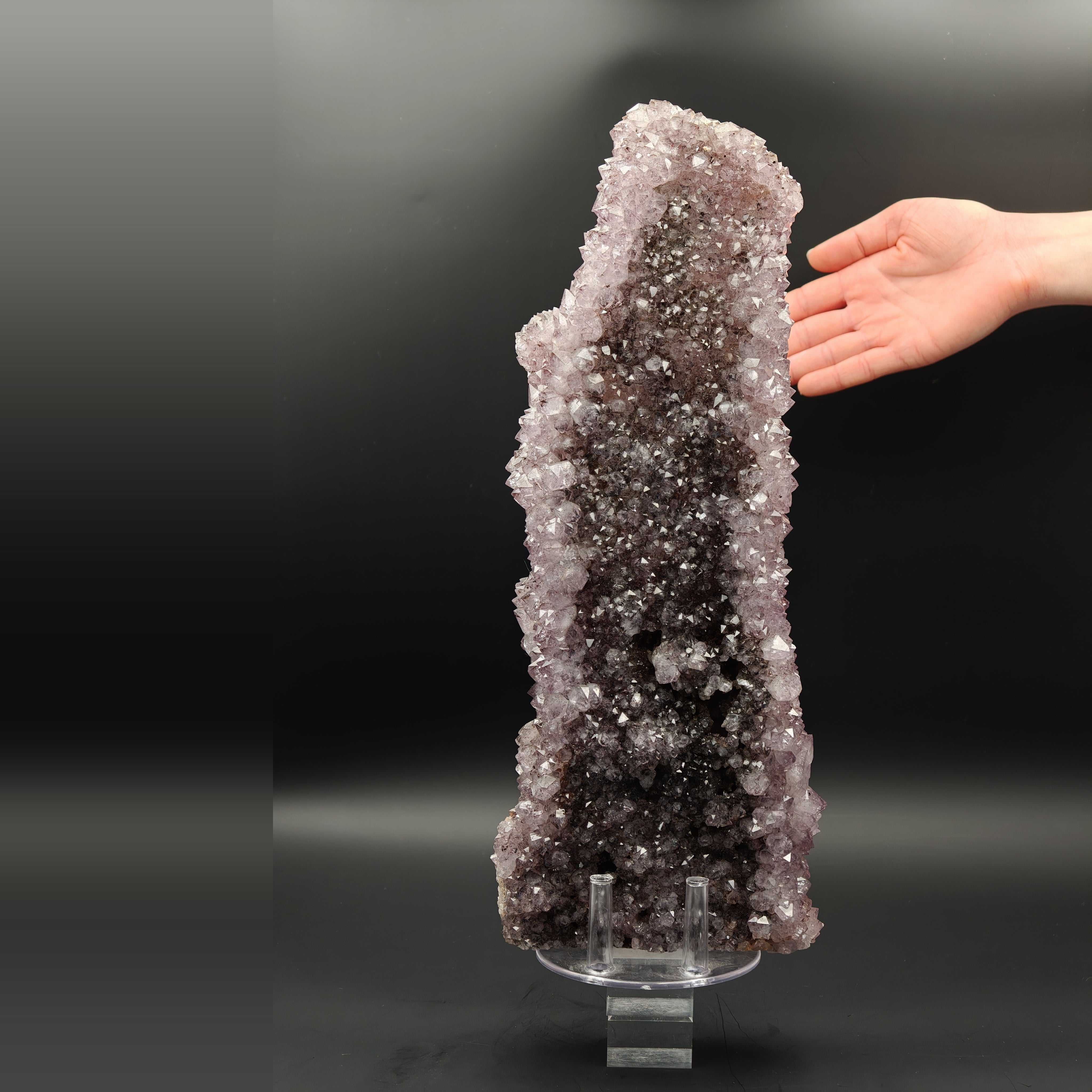AMETHYST – Bifacial 37cm Cluster, Purple Crystals, Minas Gerais, Brazil