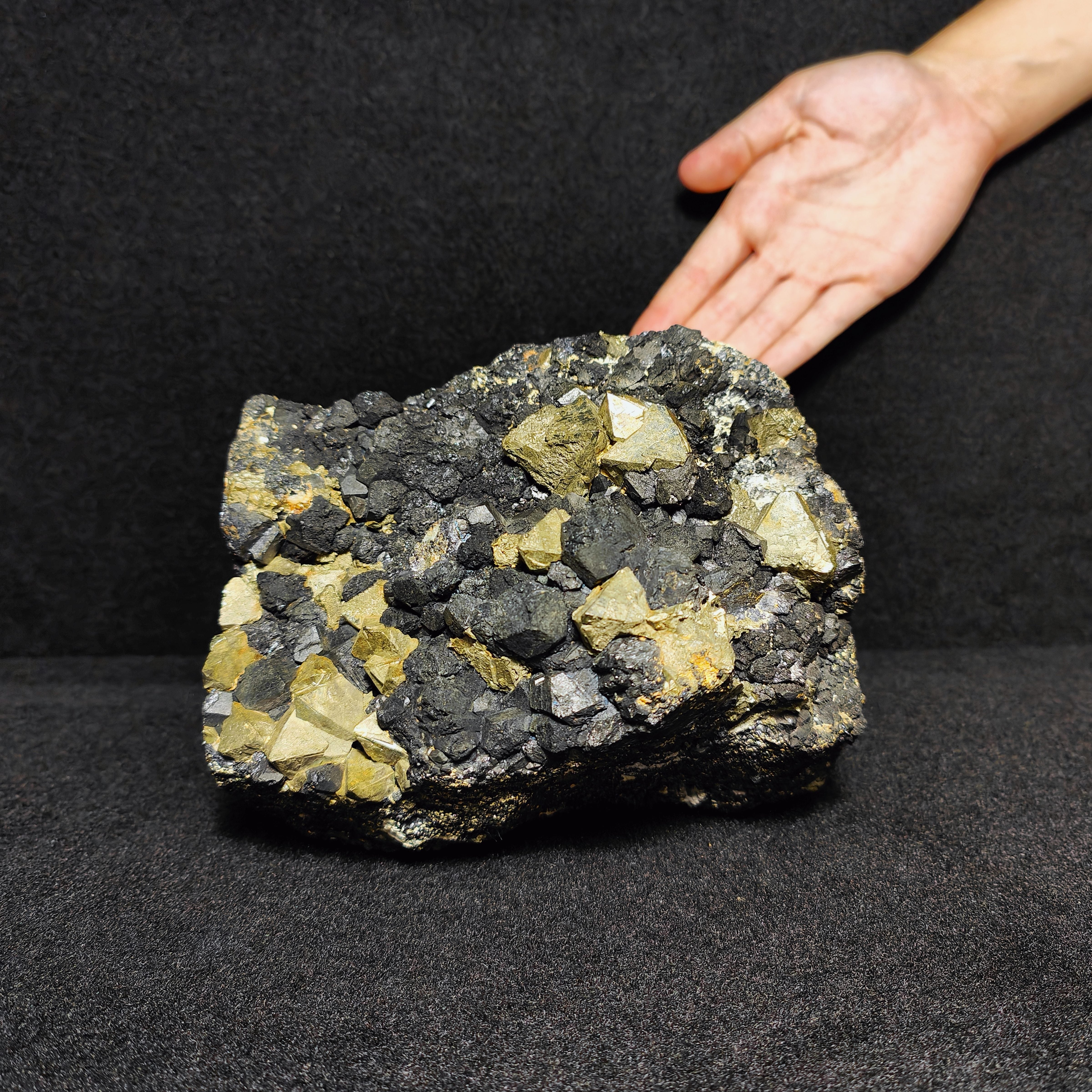 PYRITE & MAGNETITE – Antique 1800s Specimen, Big Crystals, Brosso Mine, Italy