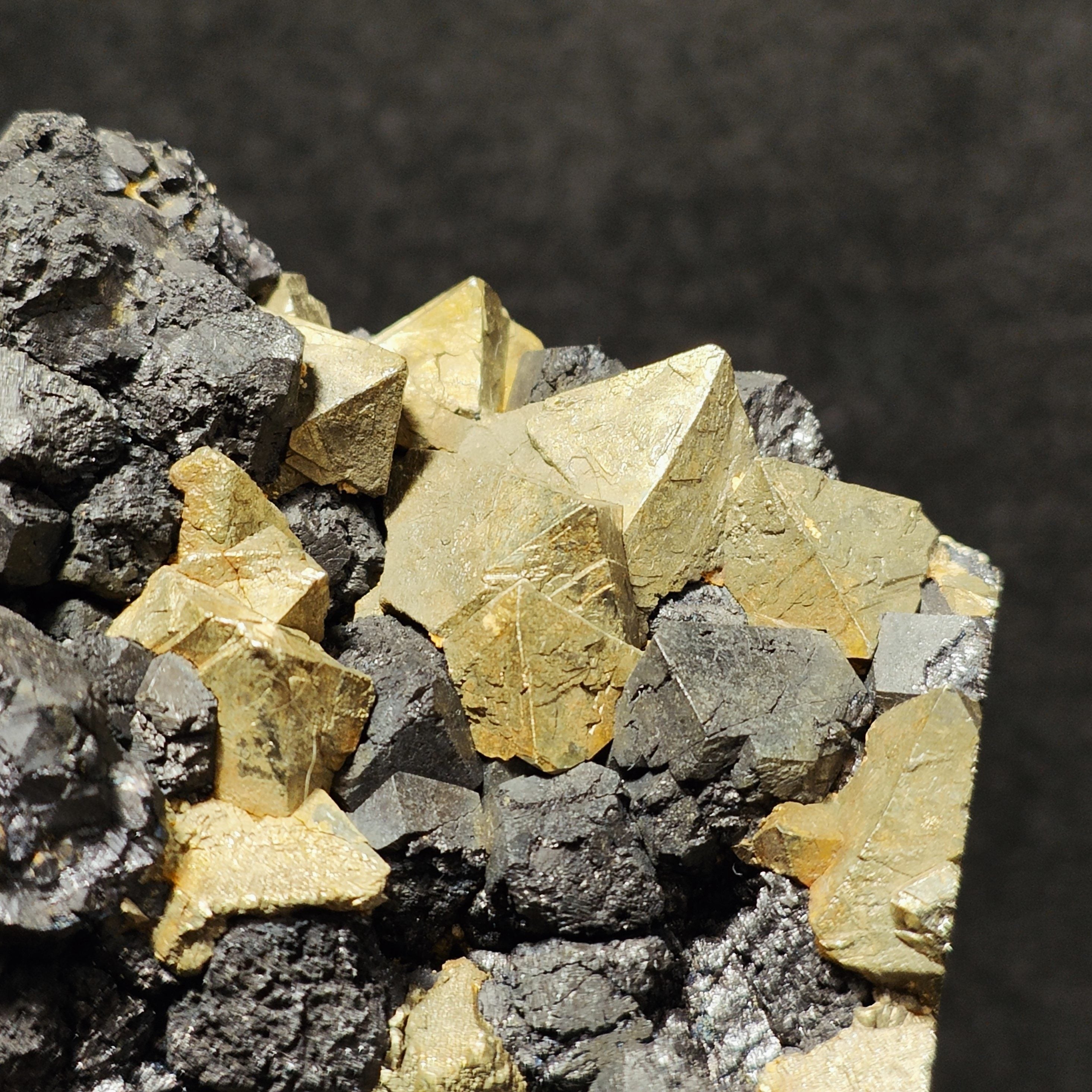 PYRITE & MAGNETITE – Antique 1800s Specimen, Big Crystals, Brosso Mine, Italy