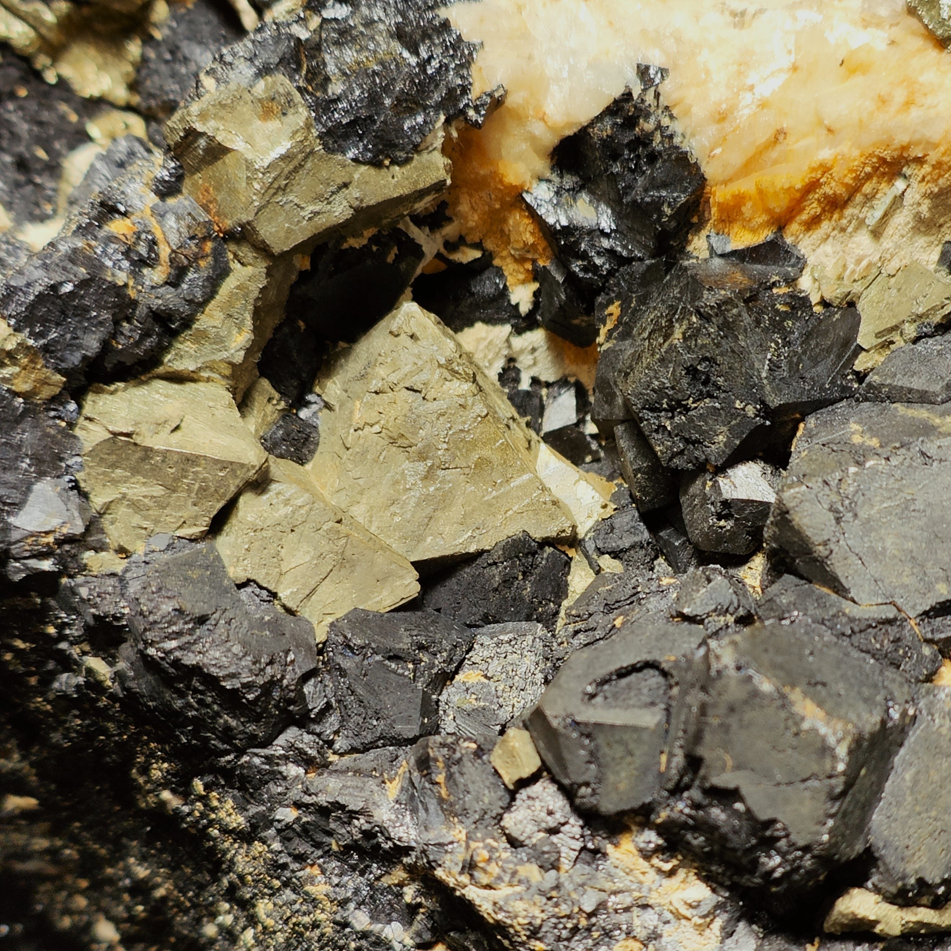 PYRITE & MAGNETITE – Antique 1800s Specimen, Big Crystals, Brosso Mine, Italy