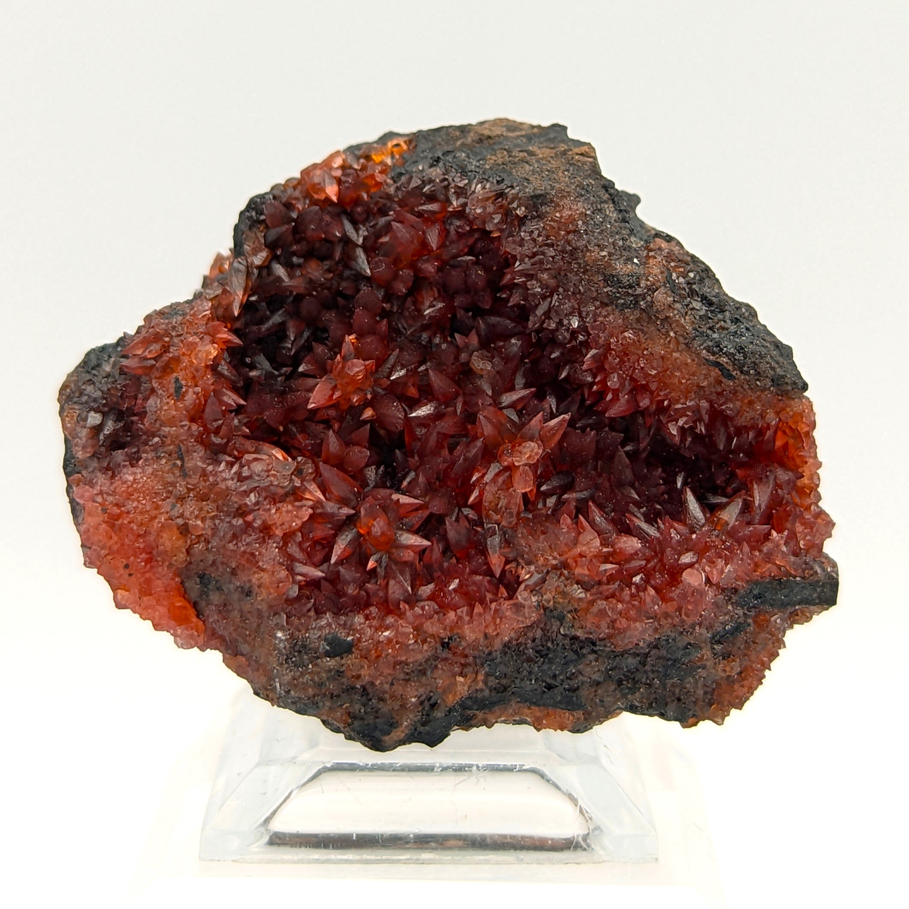RHODOCHROSITE – Deep Red Scalenohedral Crystal Geode, Moanda Mine, Gabon