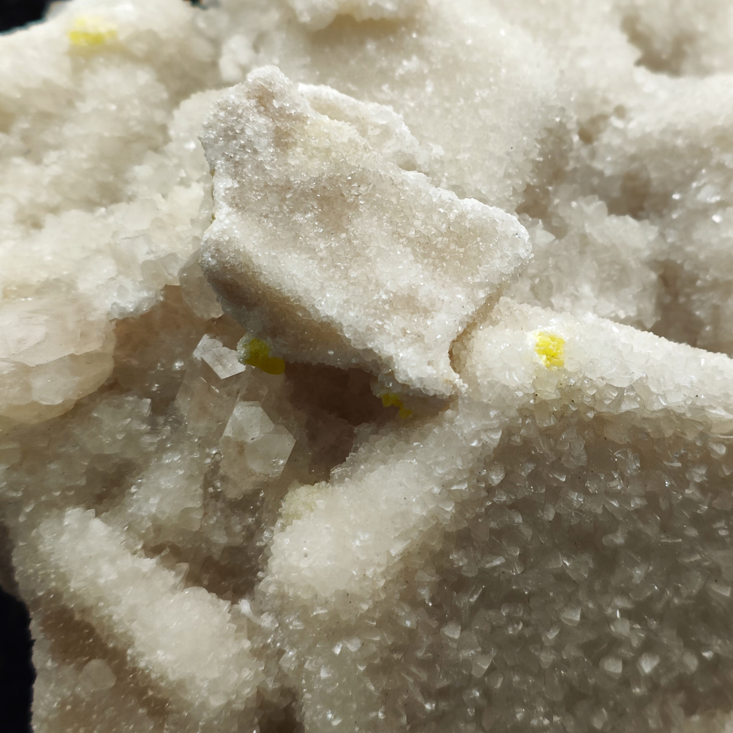 ARAGONITE – Pseudo-Hexagonal Crystals with Sulfur, Cozzo Disi, Sicily, Italy