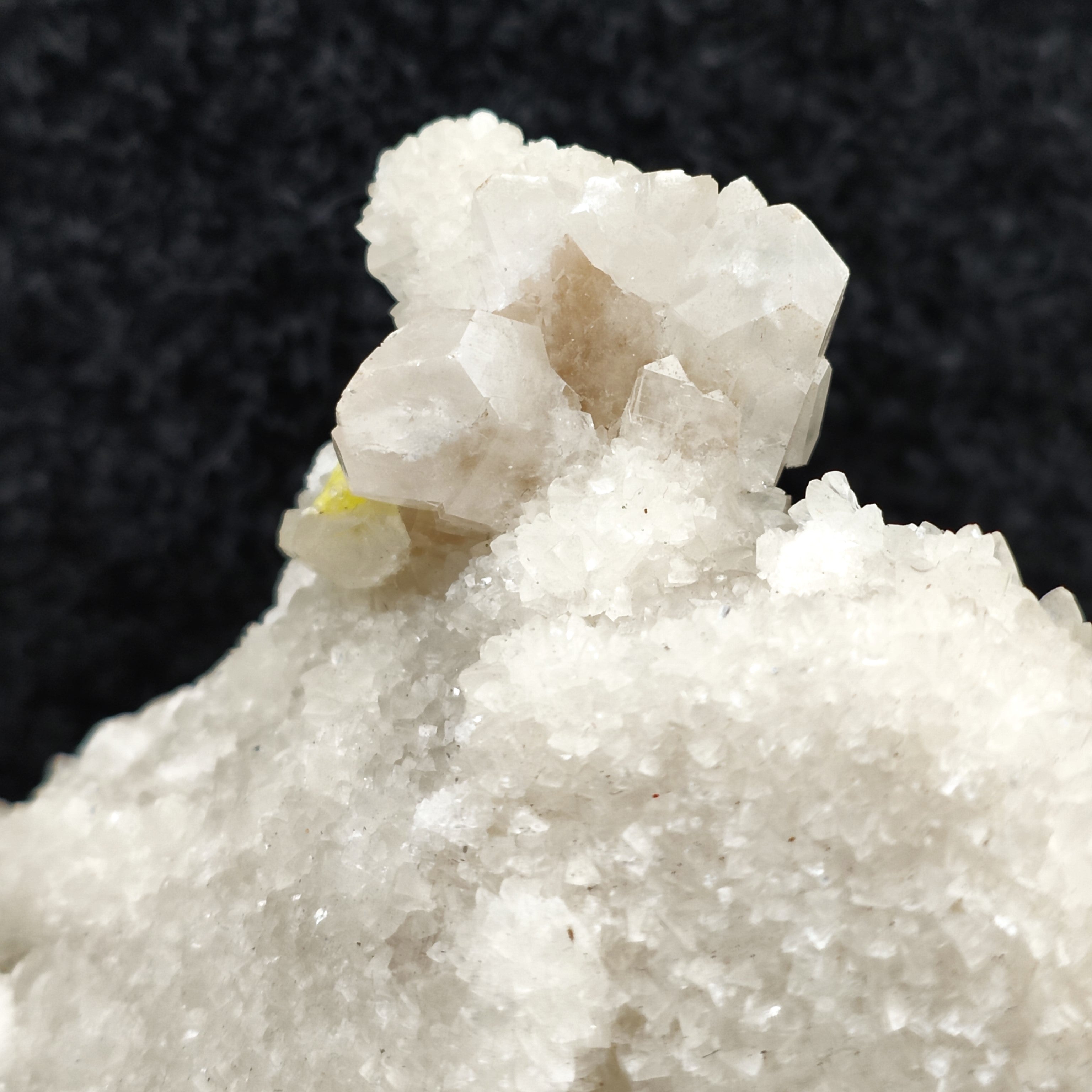 ARAGONITE – Pseudo-Hexagonal Crystals with Sulfur, Cozzo Disi, Sicily, Italy