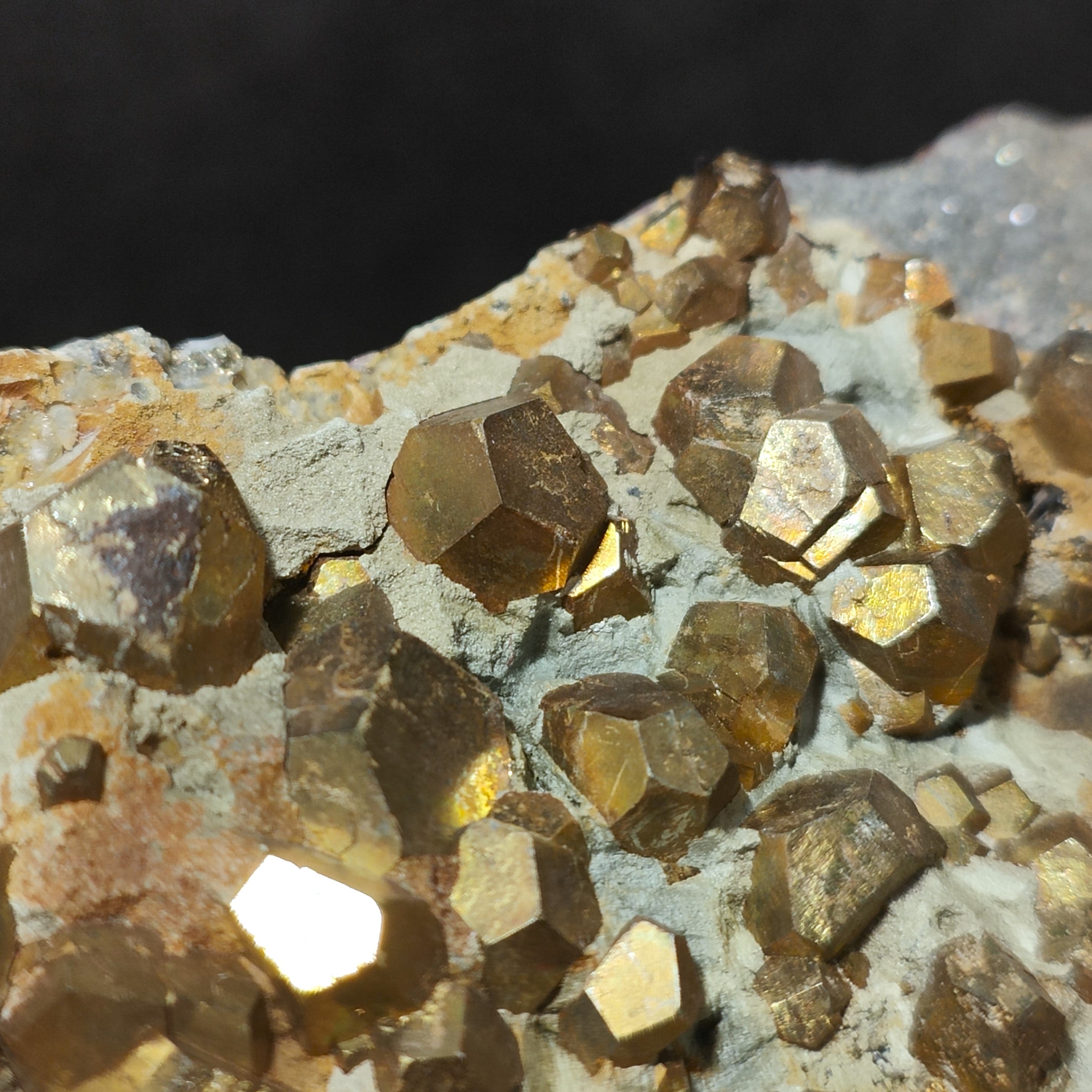 PYRITE – Hundreds of Golden Pyritohedron Crystals on Matrix, Elba Island, Italy