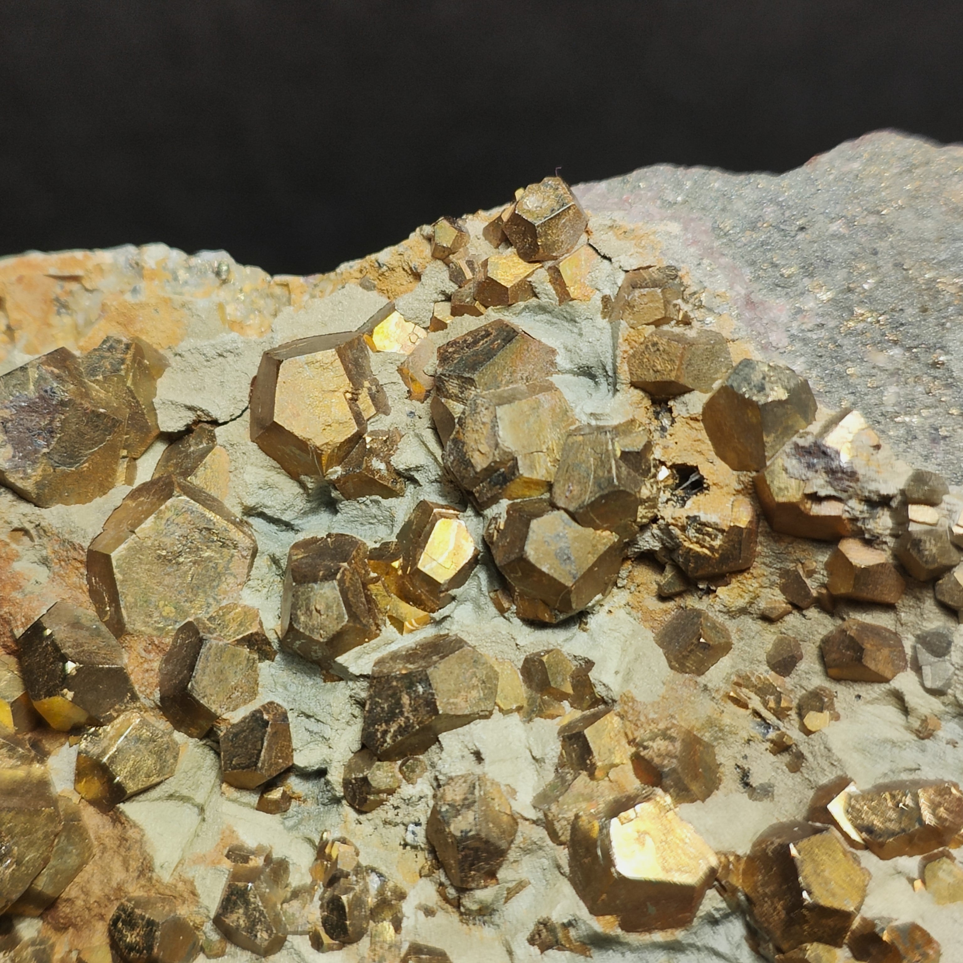 PYRITE – Hundreds of Golden Pyritohedron Crystals on Matrix, Elba Island, Italy