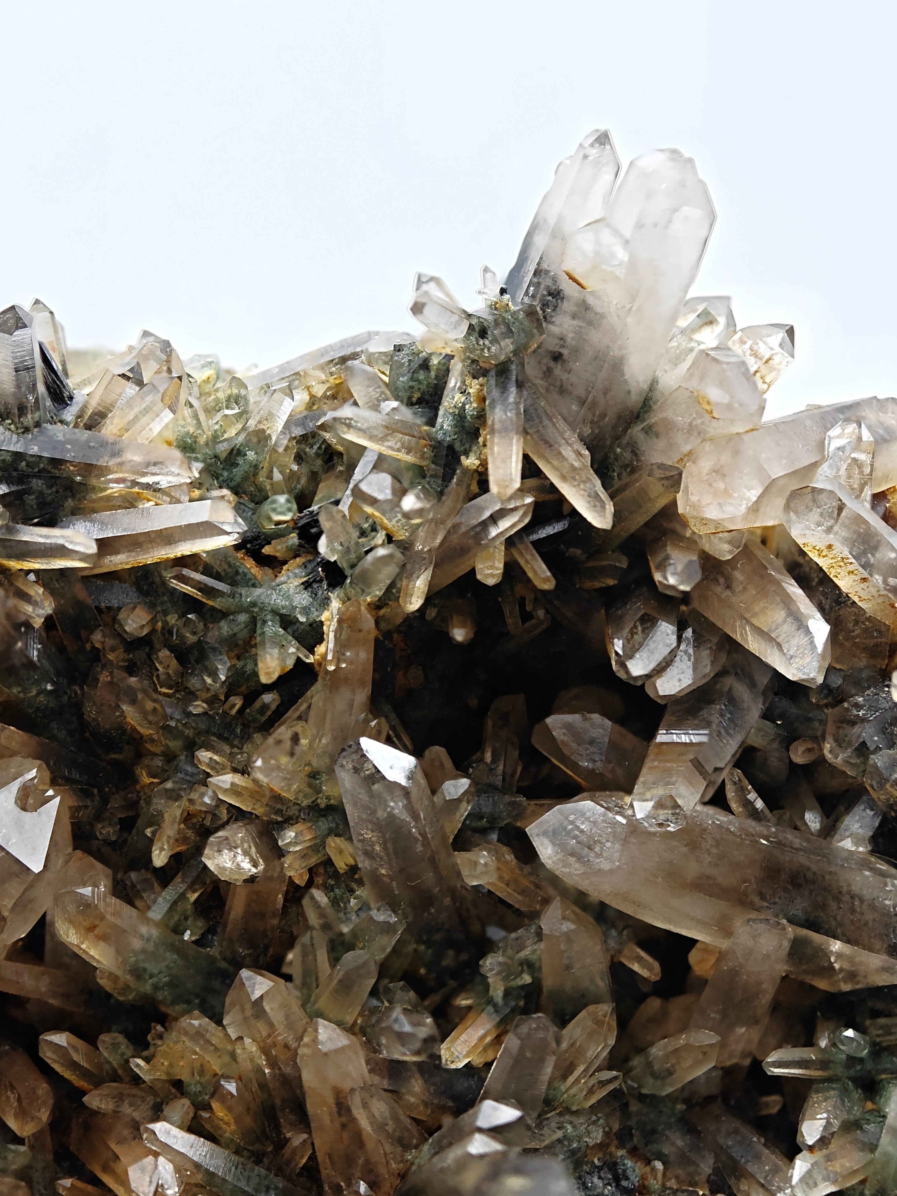 SMOKY QUARTZ – Rare Phantom Cluster with Green Chlorite, Russia