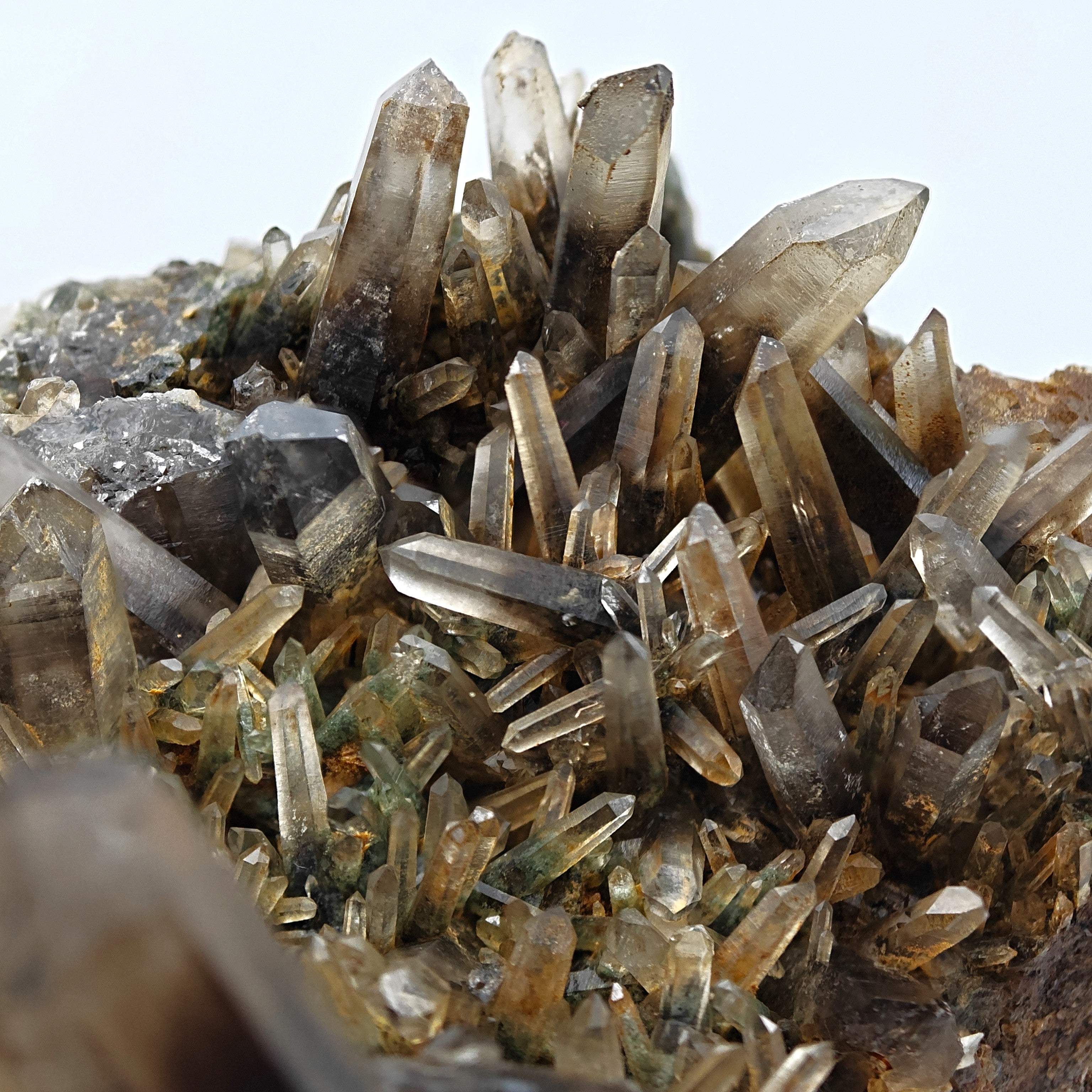 SMOKY QUARTZ – Rare Phantom Cluster with Green Chlorite, Russia