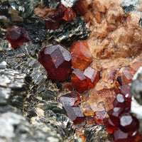 HESSONITE & CLINOCHLORE – Red Garnet Crystals on Green Matrix, Sassello, Italy