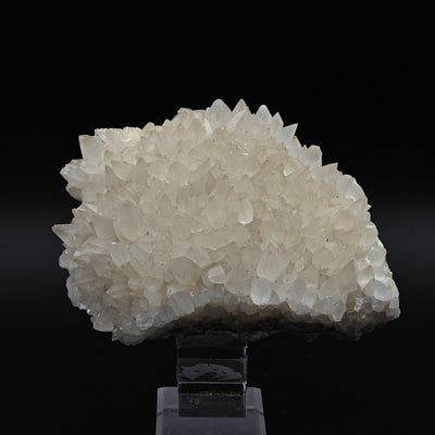 Front view of Calcite specimen on acrylic stand, Gola del Furlo locality