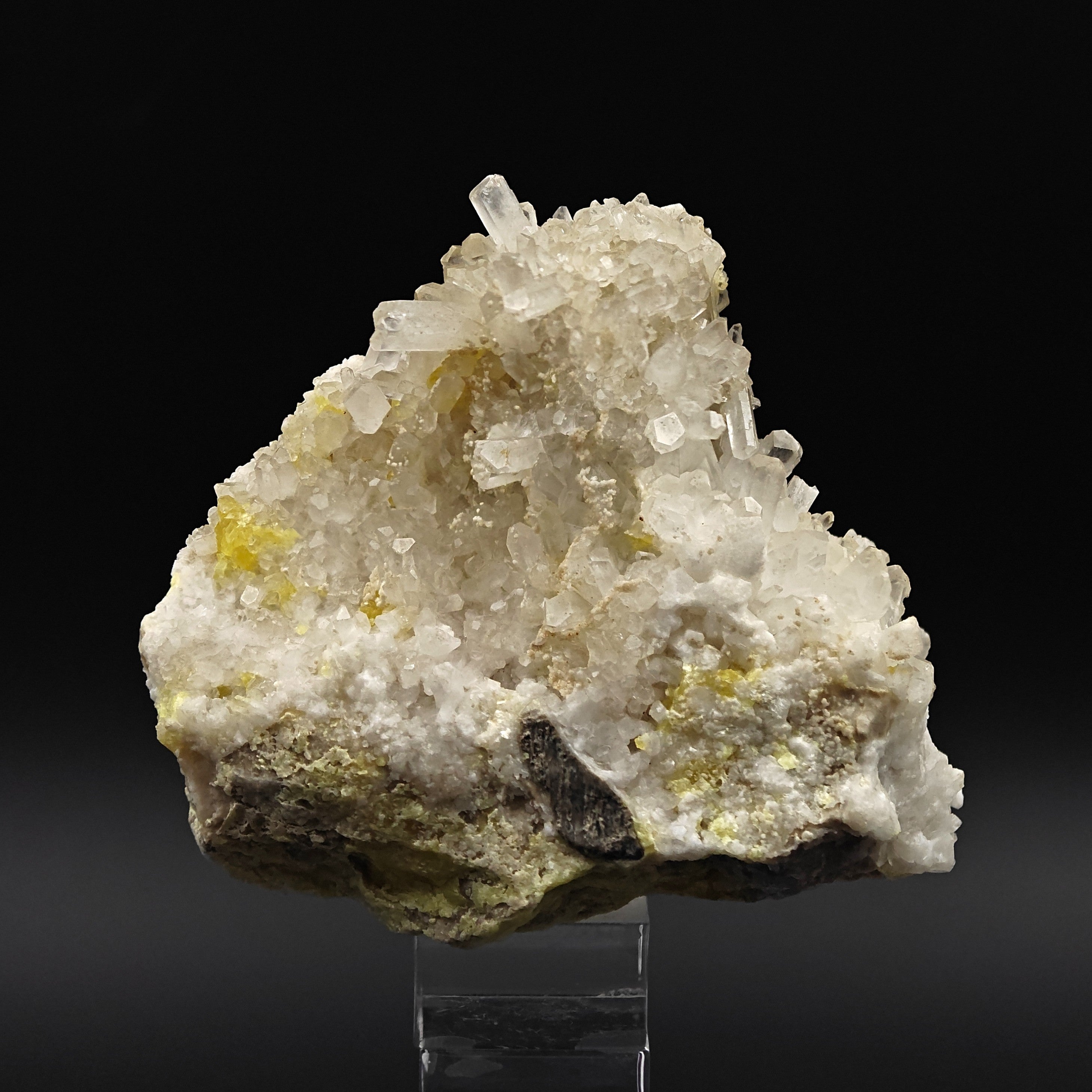 CELESTINE & SULFUR – Lustrous Crystals, Floristella Mine, Sicily, Italy