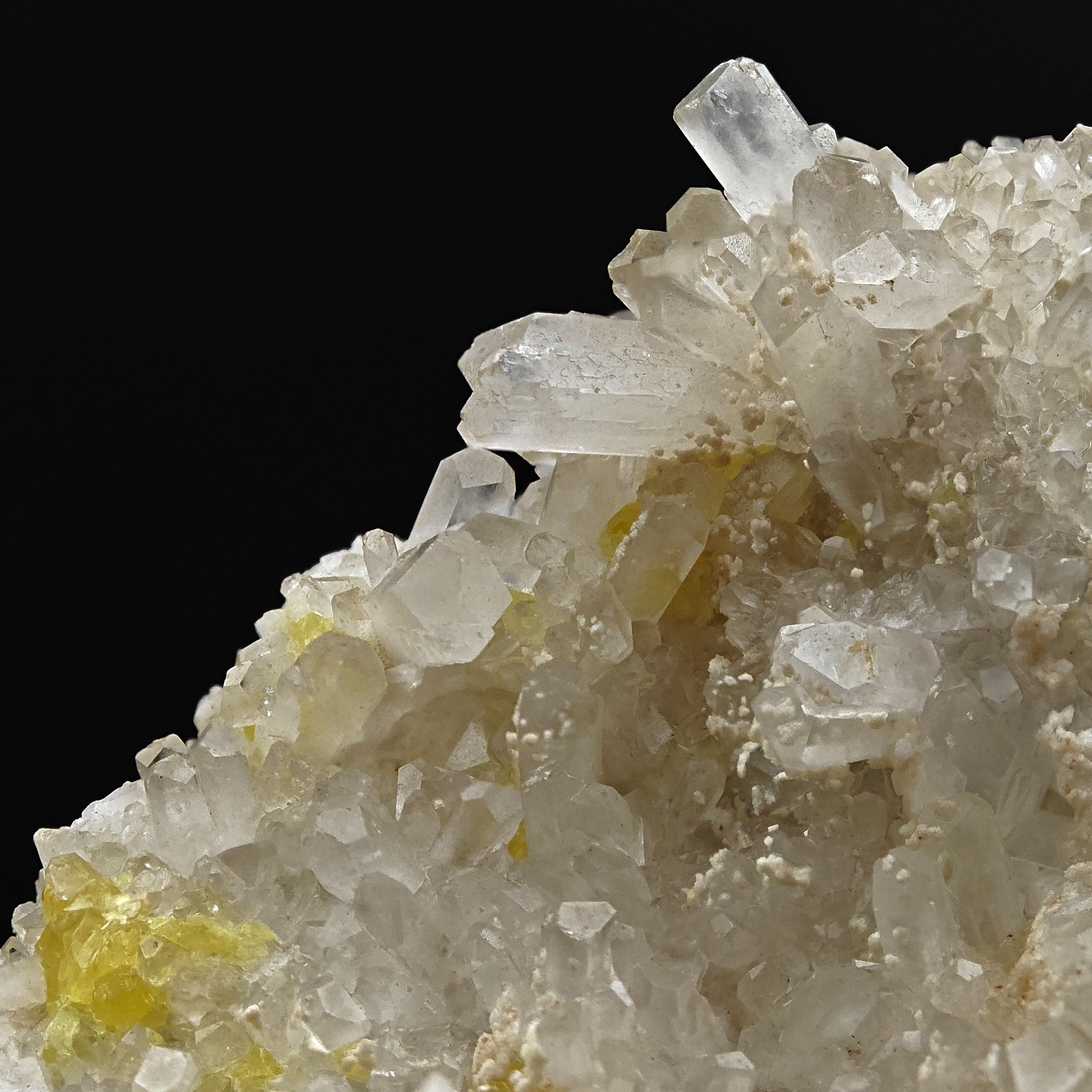 CELESTINE & SULFUR – Lustrous Crystals, Floristella Mine, Sicily, Italy