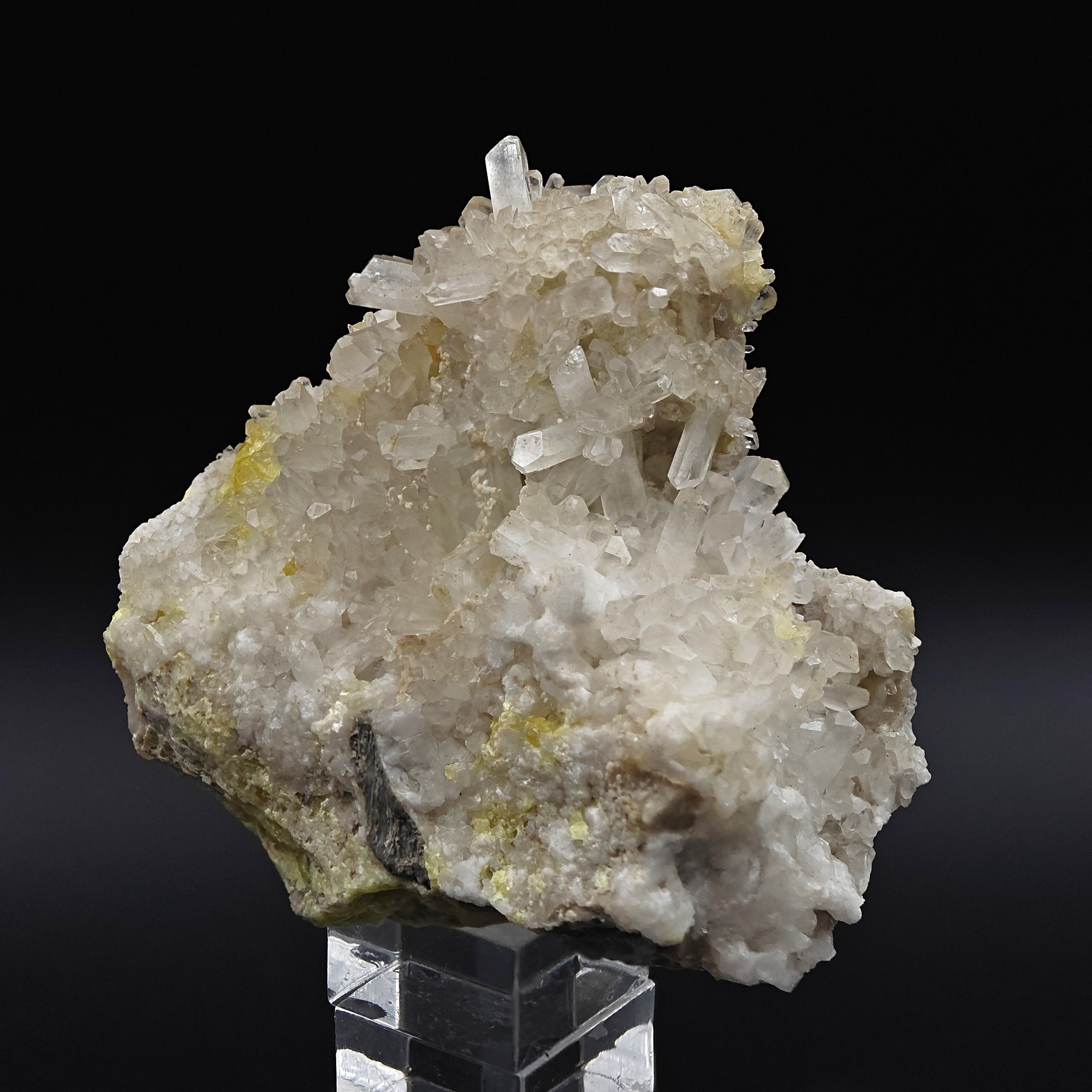 CELESTINE & SULFUR – Lustrous Crystals, Floristella Mine, Sicily, Italy