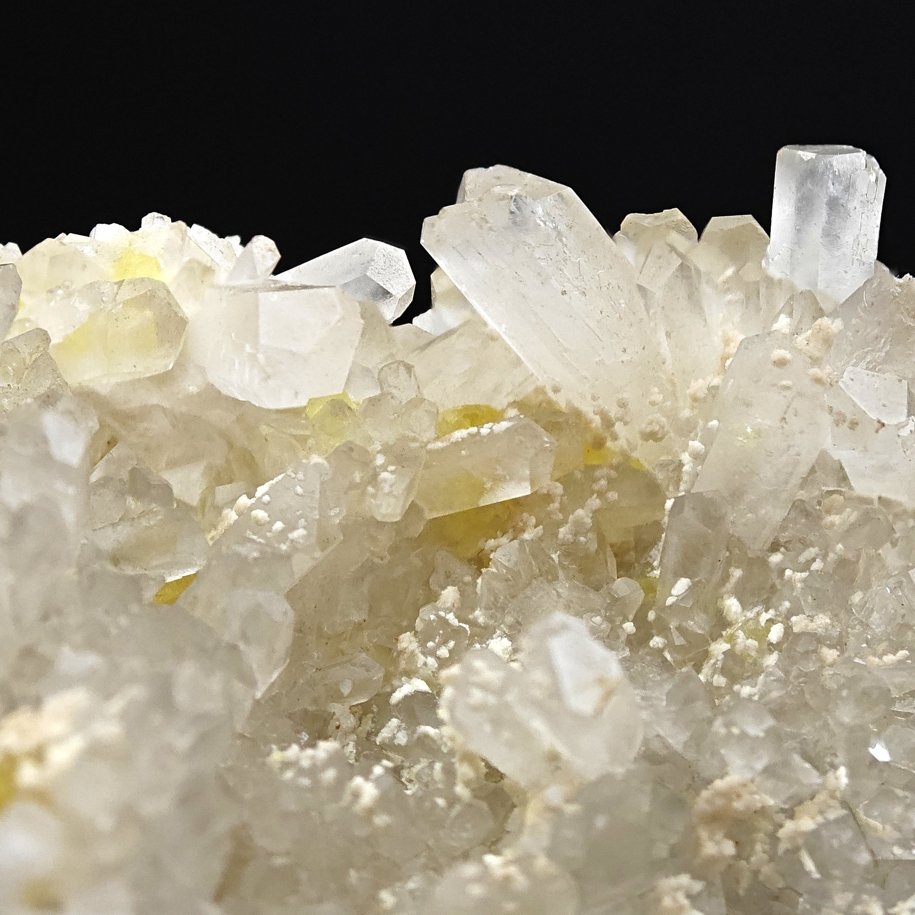 CELESTINE & SULFUR – Lustrous Crystals, Floristella Mine, Sicily, Italy