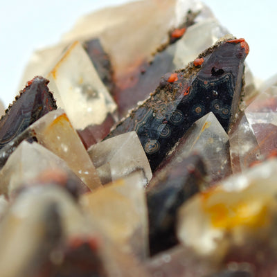 Detail of a black calcite scalenohedron with concentric zoning, Santa Eulalia, Mexico
