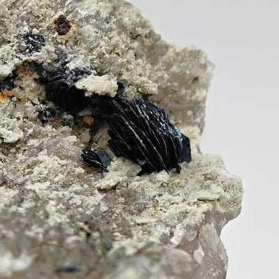 Metallic hematite rose with bladed crystal habit on quartz matrix, Cavradi Gorge, Switzerland