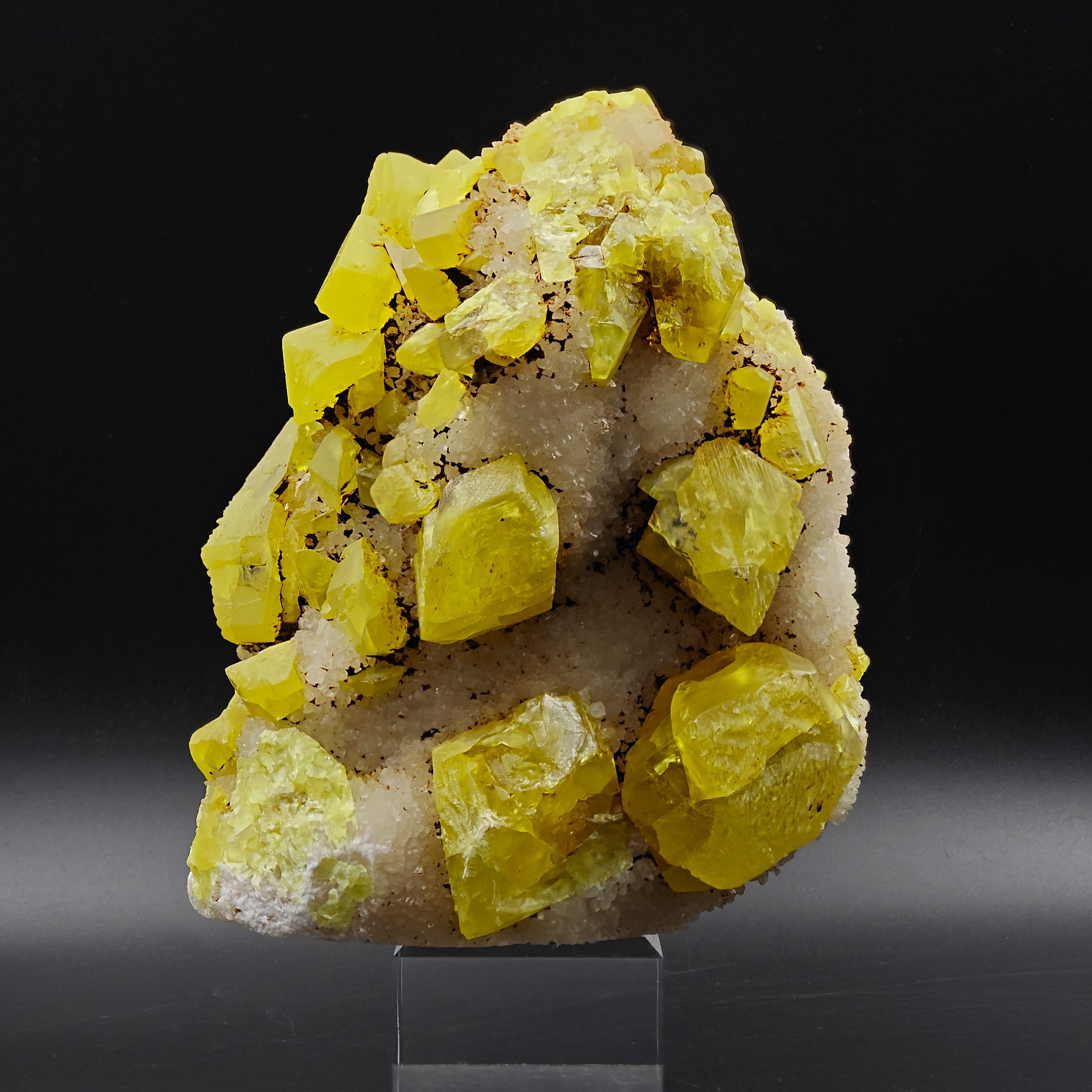 SULFUR & ARAGONITE – Triple-Habit 40mm Crystals, Cozzo Disi, Sicily, Italy