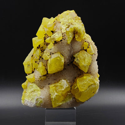 Sulfur crystal cluster on Aragonite matrix, Cozzo Disi Mine, Casteltermini, Sicily