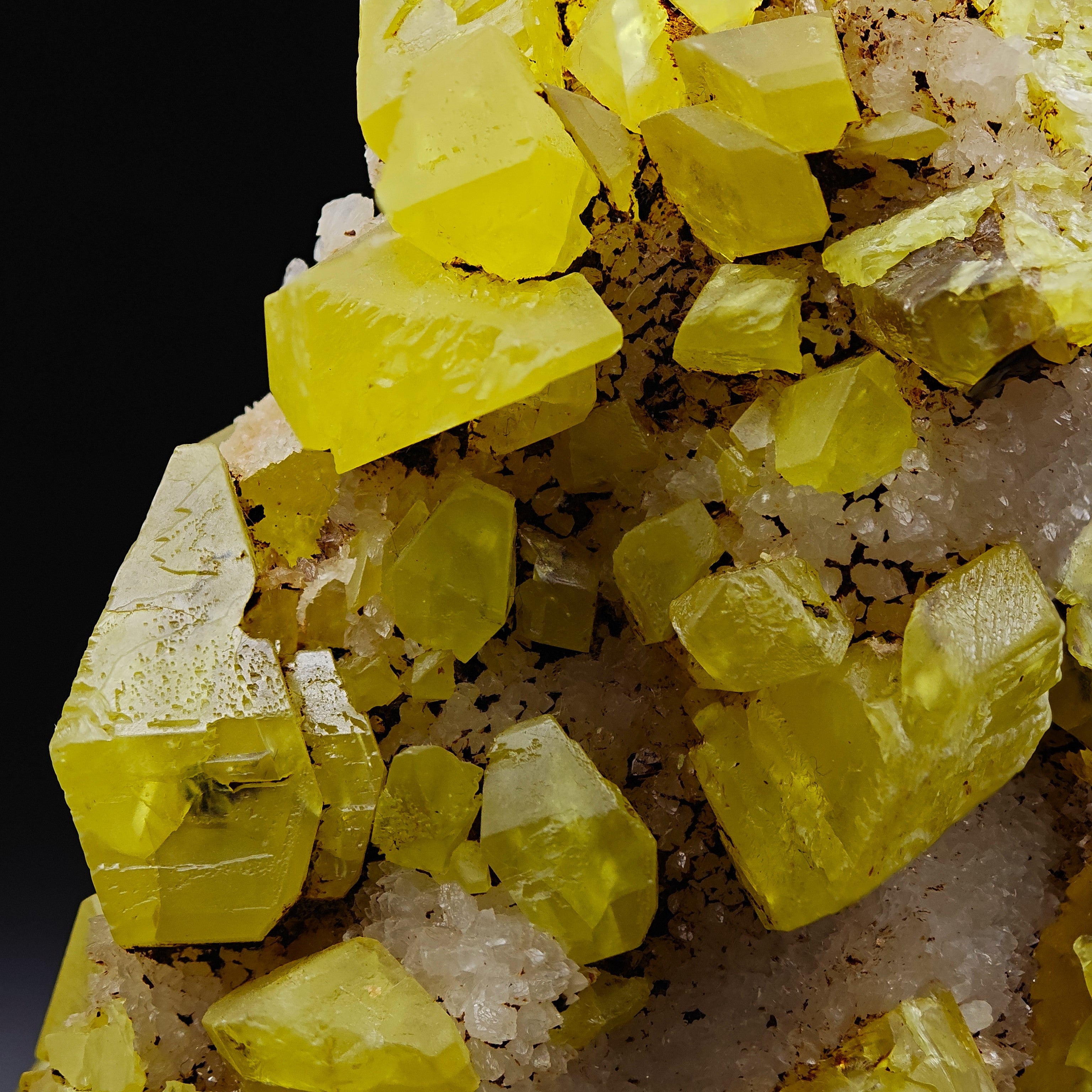 SULFUR & ARAGONITE – Triple-Habit 40mm Crystals, Cozzo Disi, Sicily, Italy