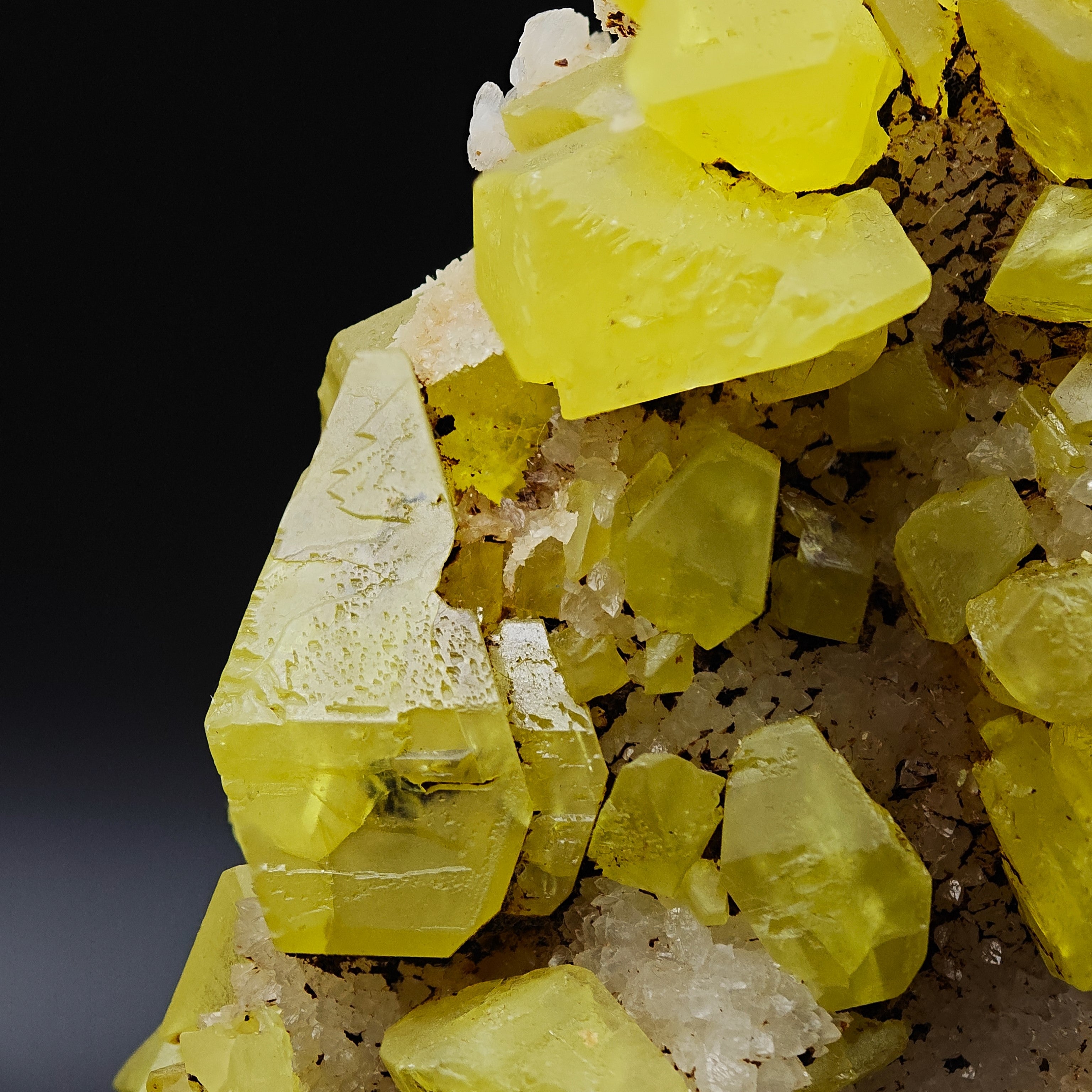 SULFUR & ARAGONITE – Triple-Habit 40mm Crystals, Cozzo Disi, Sicily, Italy