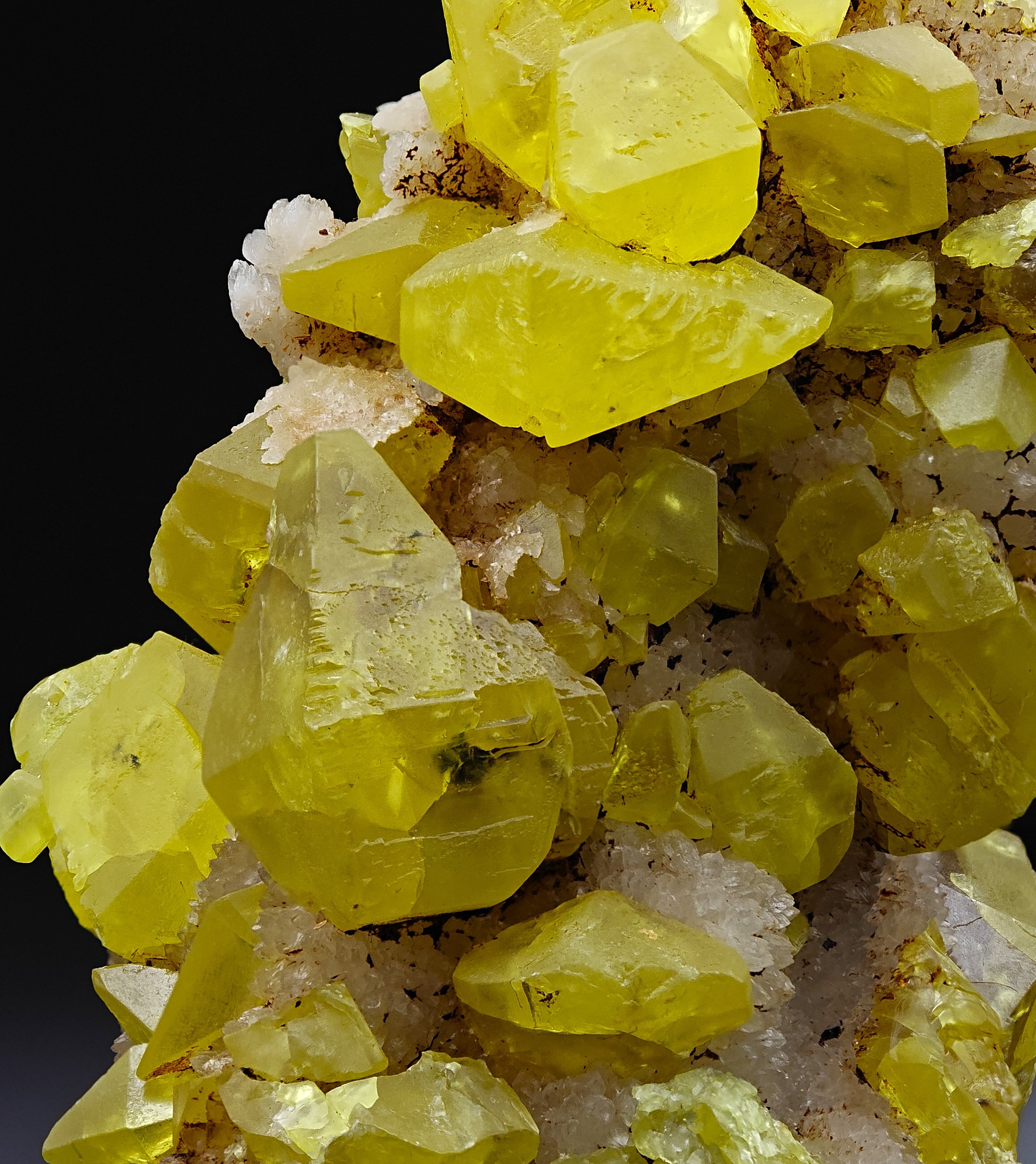 SULFUR & ARAGONITE – Triple-Habit 40mm Crystals, Cozzo Disi, Sicily, Italy