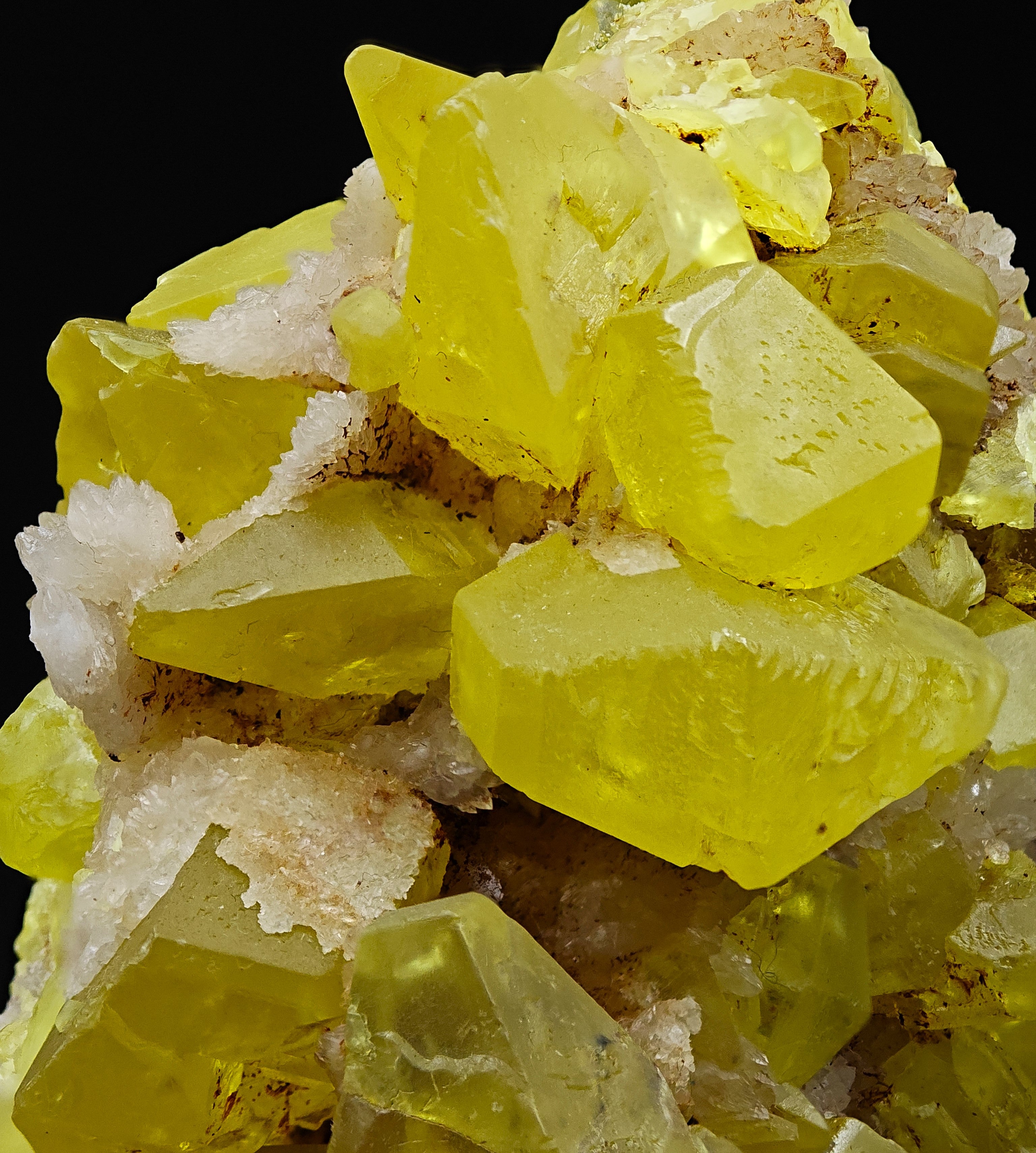 SULFUR & ARAGONITE – Triple-Habit 40mm Crystals, Cozzo Disi, Sicily, Italy