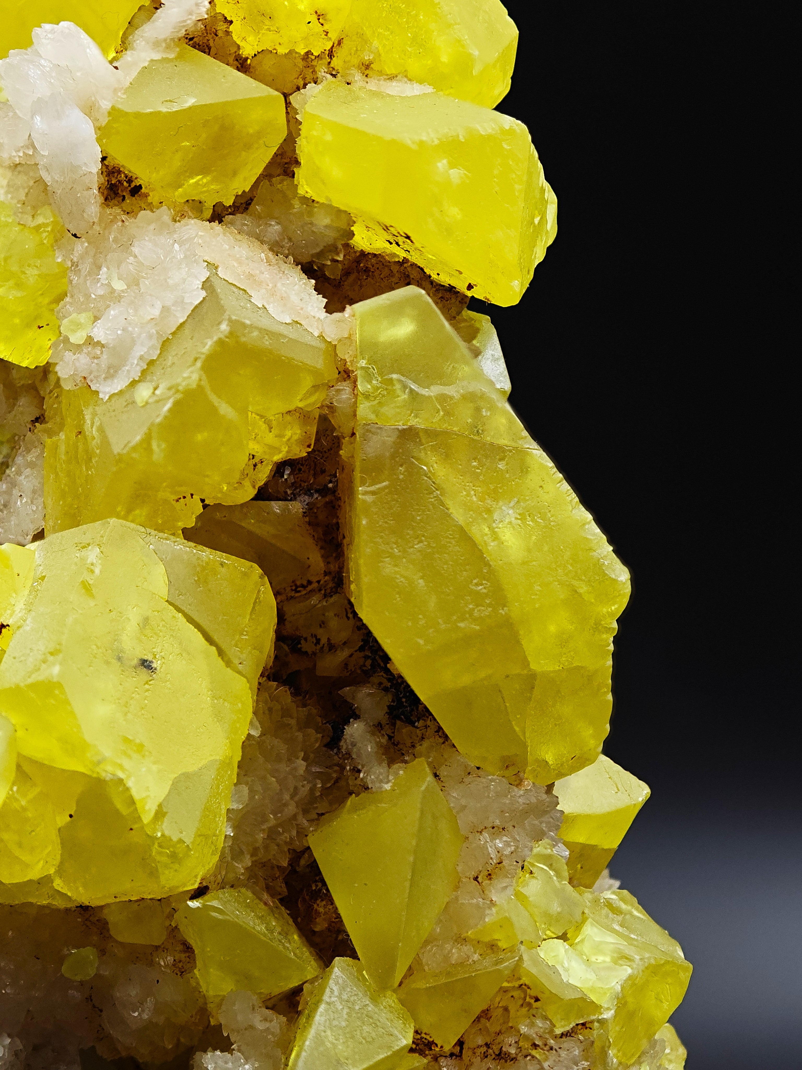 SULFUR & ARAGONITE – Triple-Habit 40mm Crystals, Cozzo Disi, Sicily, Italy