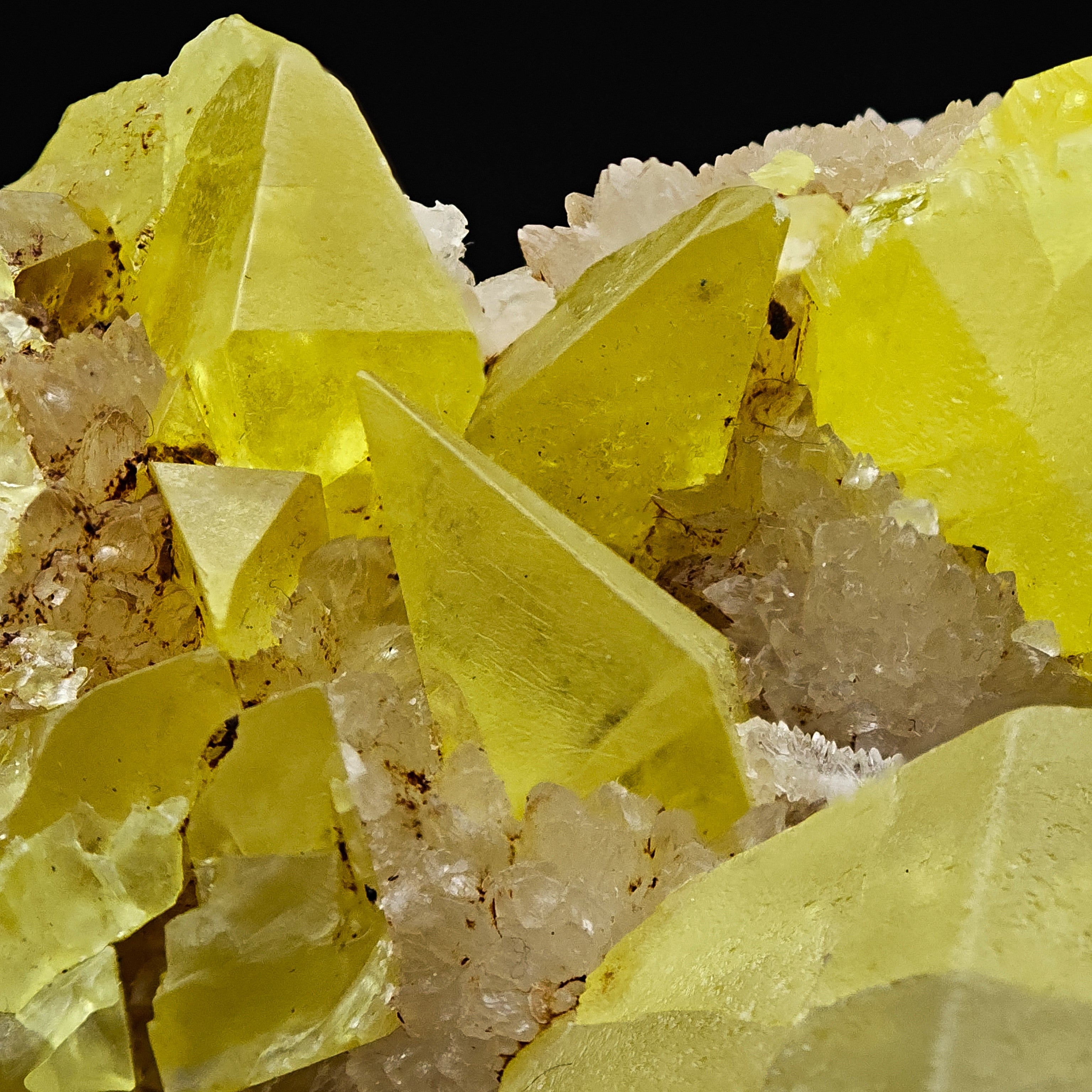 SULFUR & ARAGONITE – Triple-Habit 40mm Crystals, Cozzo Disi, Sicily, Italy