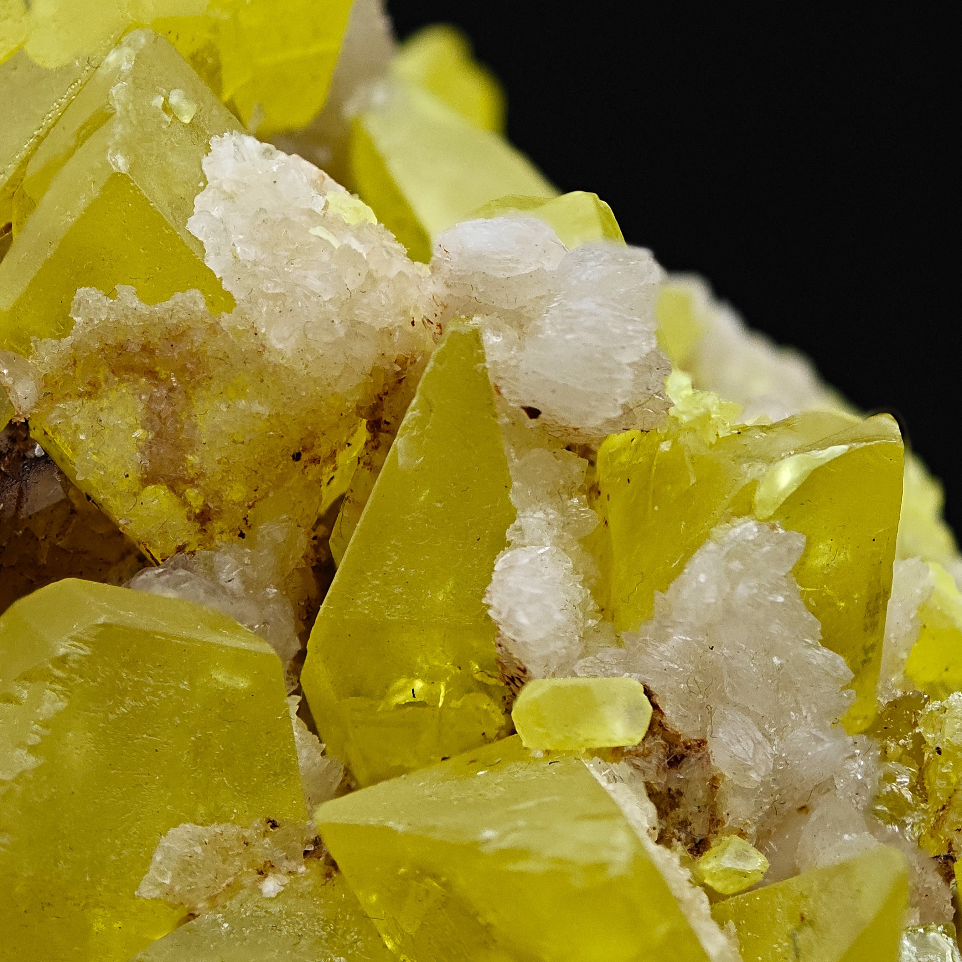 SULFUR & ARAGONITE – Triple-Habit 40mm Crystals, Cozzo Disi, Sicily, Italy