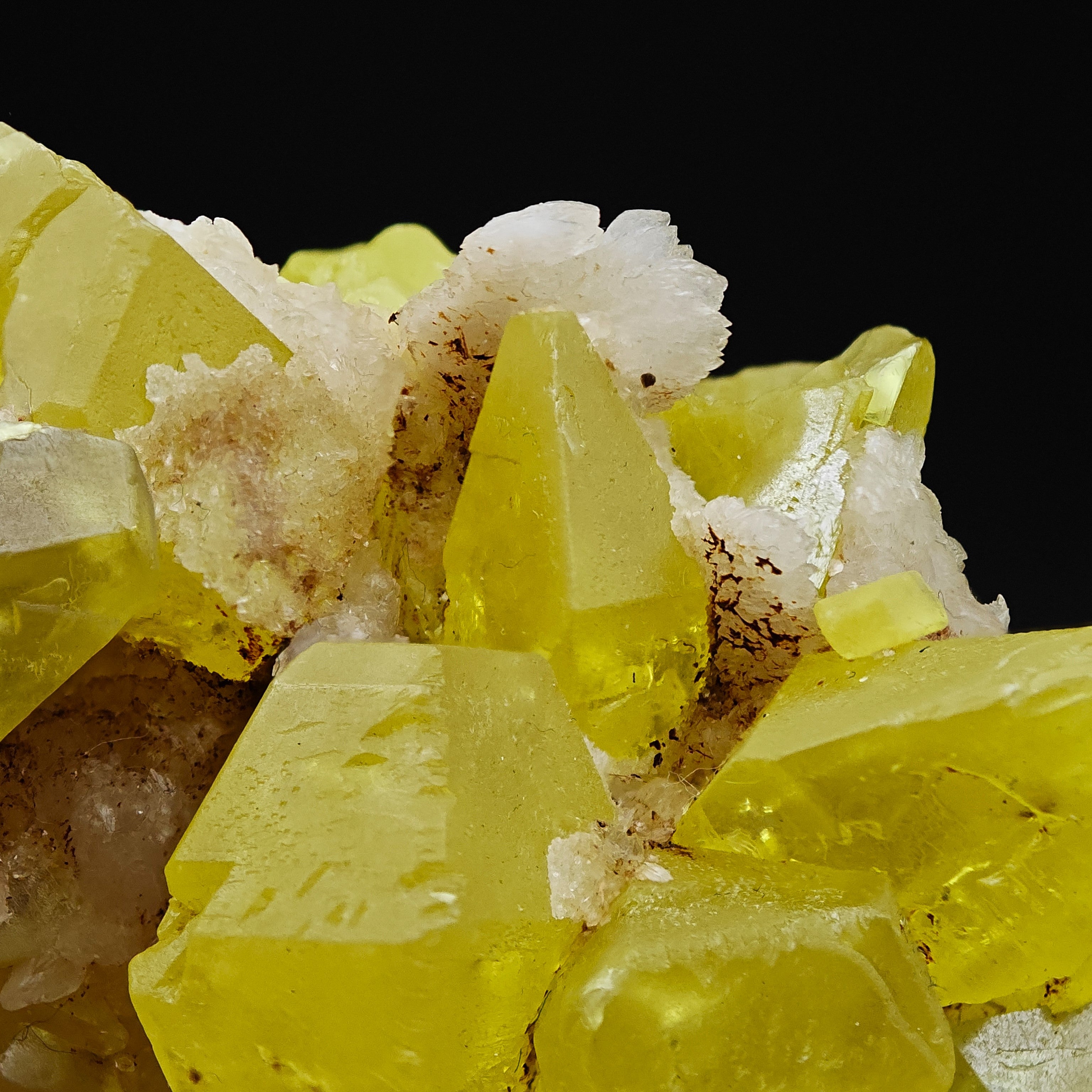 SULFUR & ARAGONITE – Triple-Habit 40mm Crystals, Cozzo Disi, Sicily, Italy