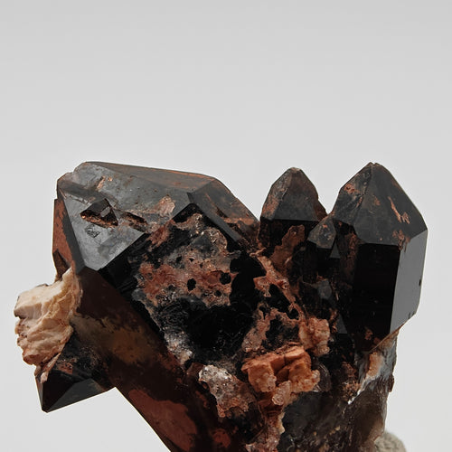 MORION QUARTZ & HALITE – Rare Black Scepter Crystals, UV-Reactive Green, Omegna, Italy
