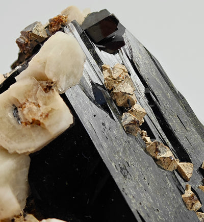 Close-up of zircon crystals lining aegirine prism faces, Mount Malosa, Malawi