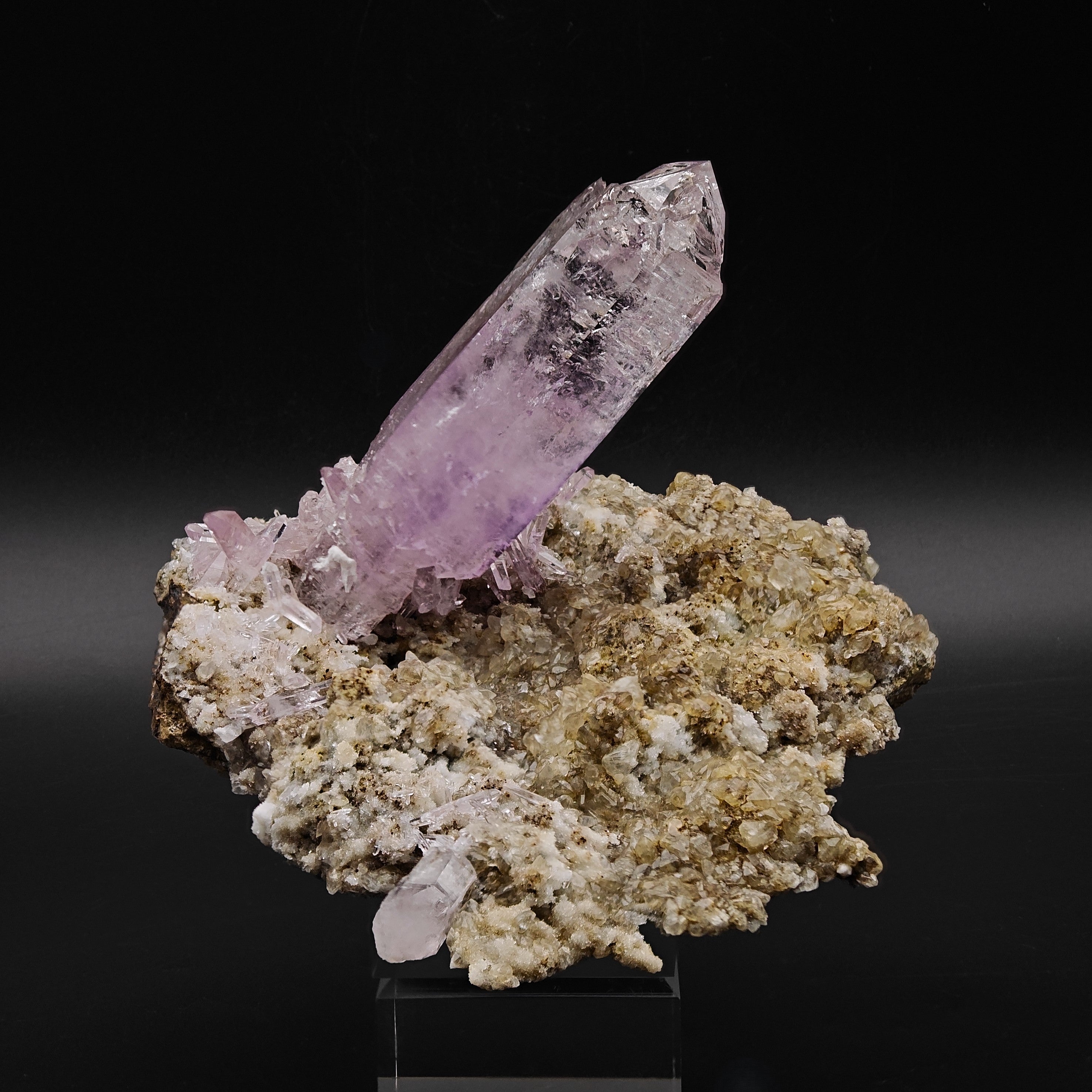 AMETHYST – Giant 8cm Scepter & Skeletal Crystal with Epidote, Veracruz, Mexico