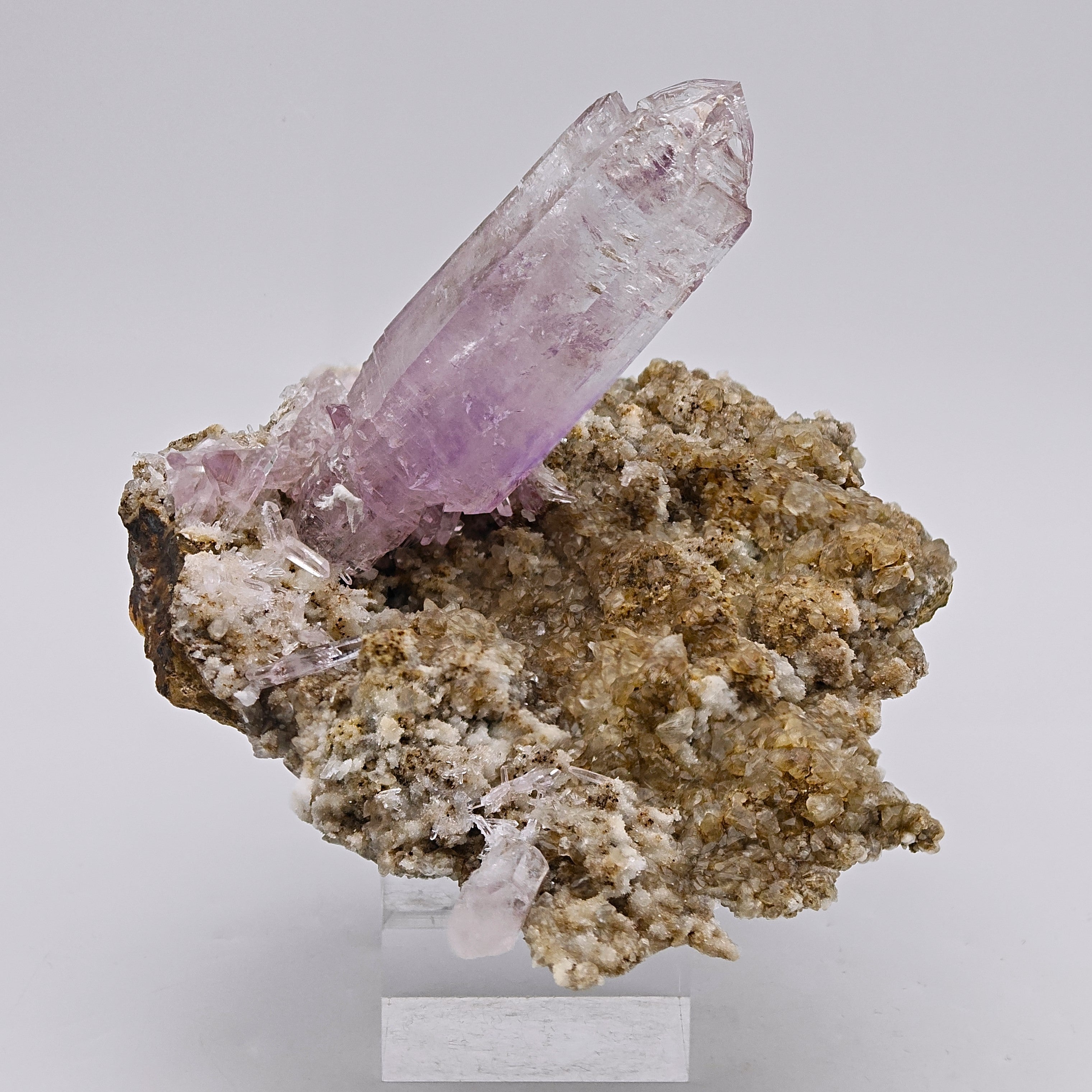 AMETHYST – Giant 8cm Scepter & Skeletal Crystal with Epidote, Veracruz, Mexico