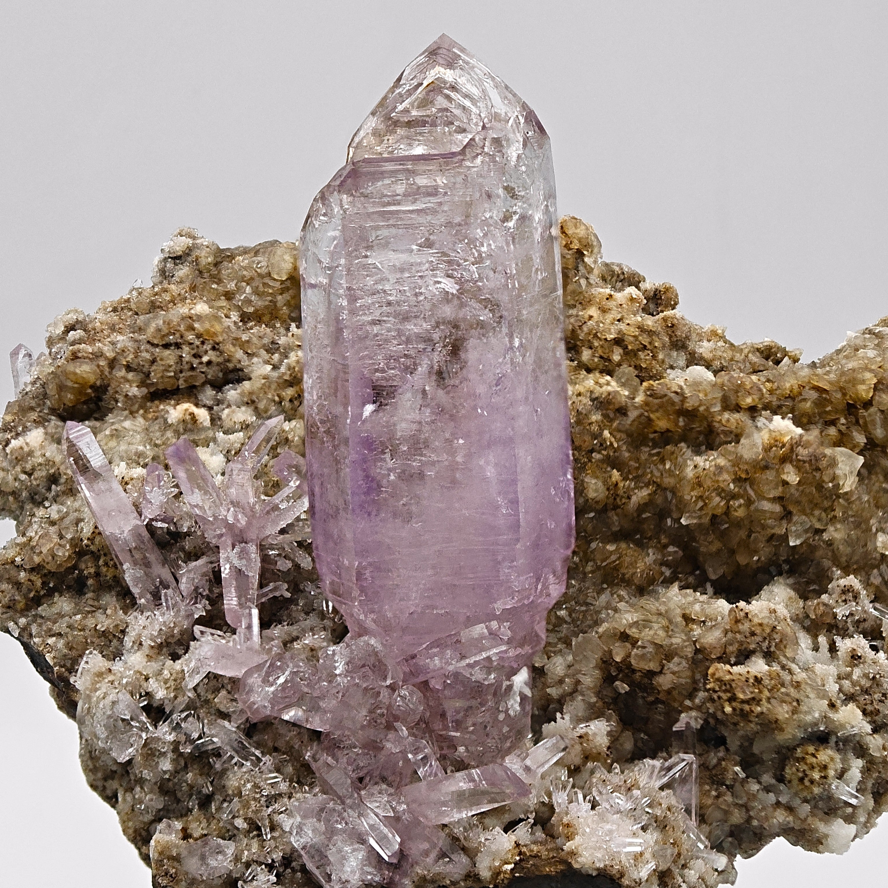 AMETHYST – Giant 8cm Scepter & Skeletal Crystal with Epidote, Veracruz, Mexico
