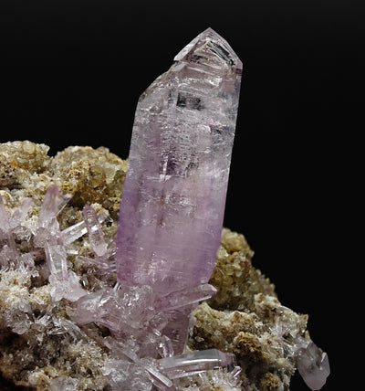 Detail of amethyst crystal terminal faces and striations, Veracruz, Mexico