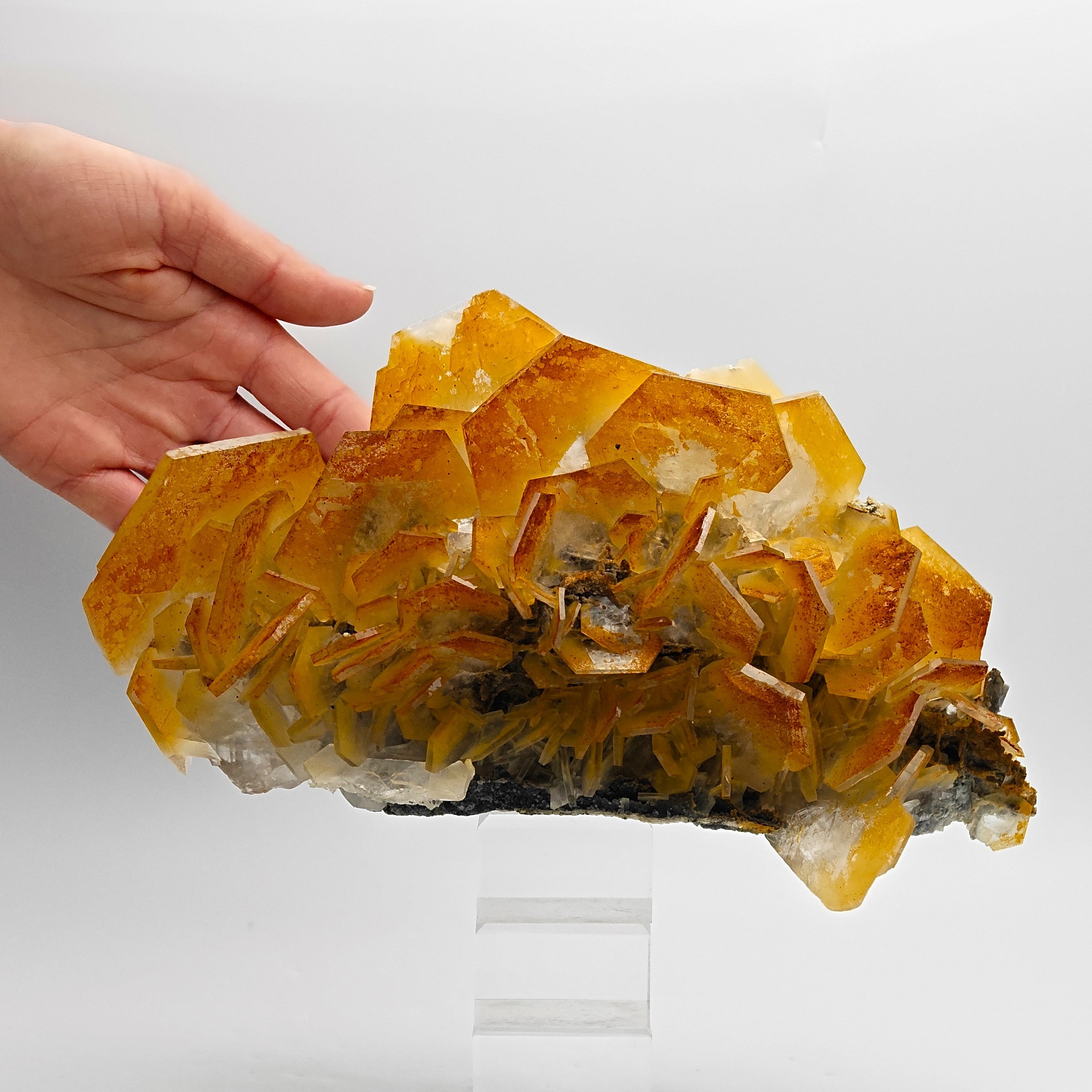 CALCITE – New Find, Yellow, Orange & White Hexagonal Cluster, China