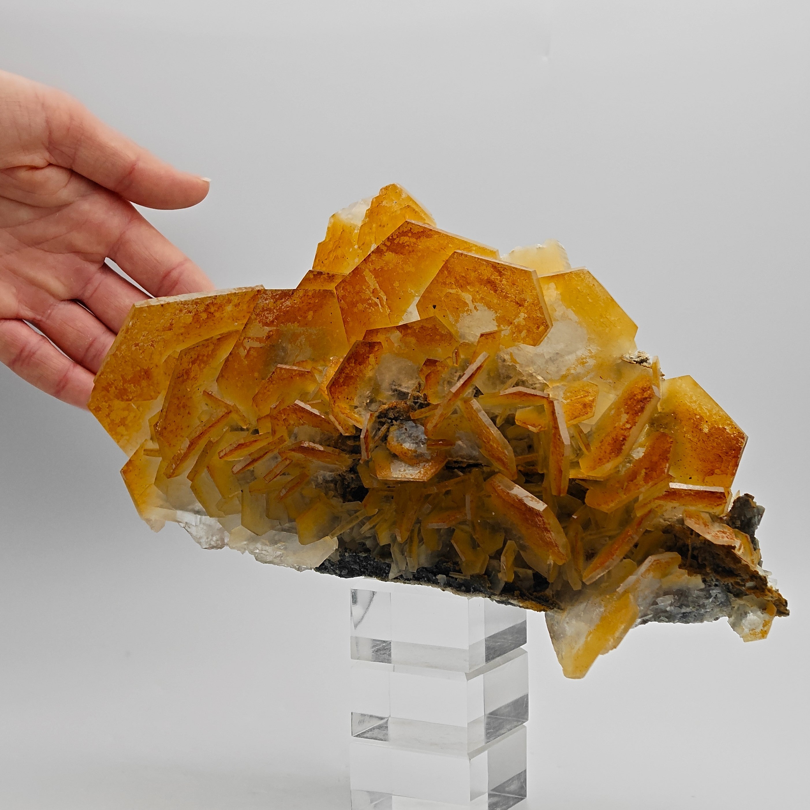 CALCITE – New Find, Yellow, Orange & White Hexagonal Cluster, China