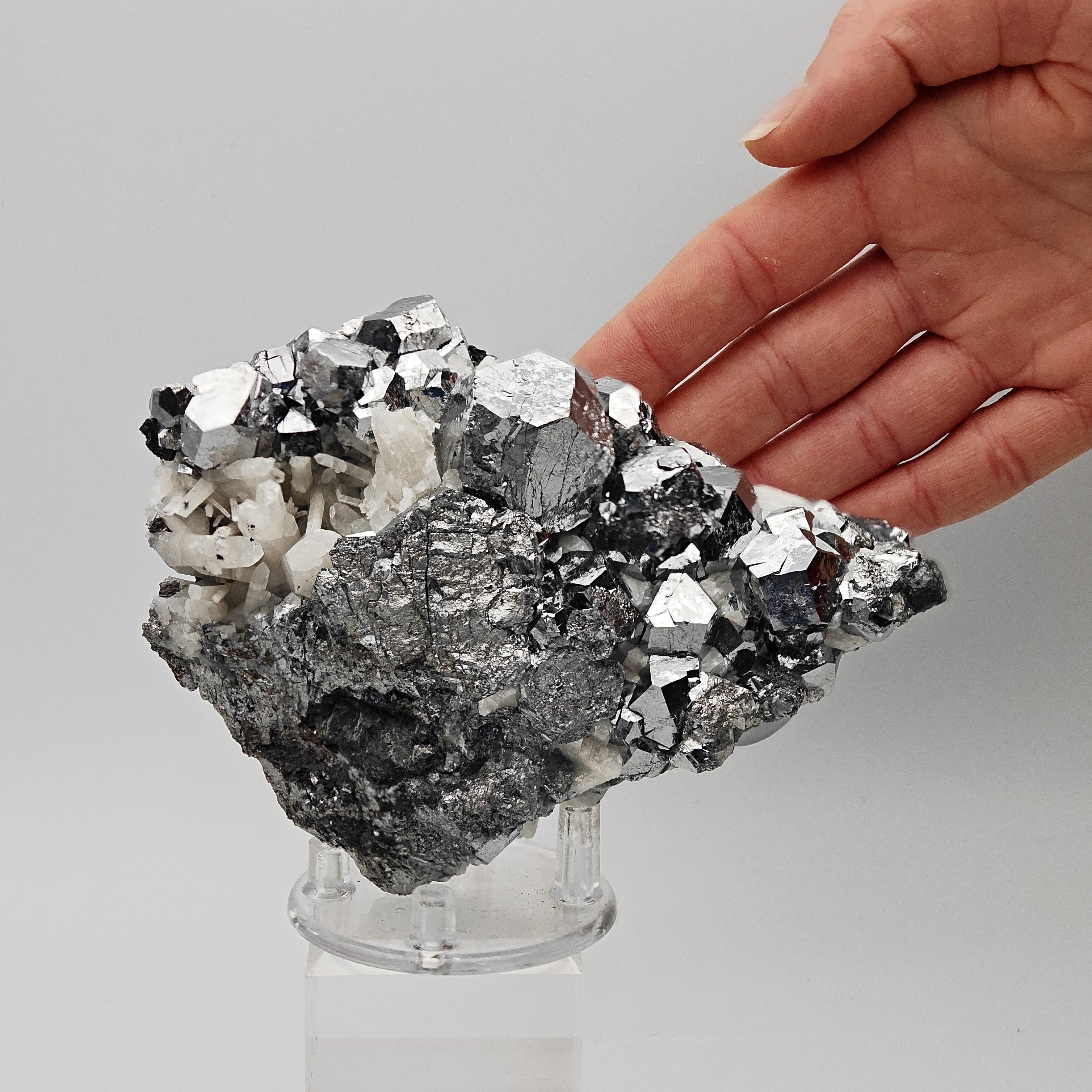 SKUTTERUDITE – Rare Cobalt Arsenide, Silver Crystal Cluster, Bou Azzer, Morocco