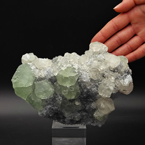 FLUORITE, CALCITE & QUARTZ – Sugary Green Crystals, Xianghualing, China
