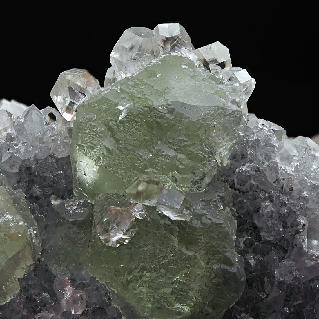 FLUORITE, CALCITE & QUARTZ – Sugary Green Crystals, Xianghualing, China