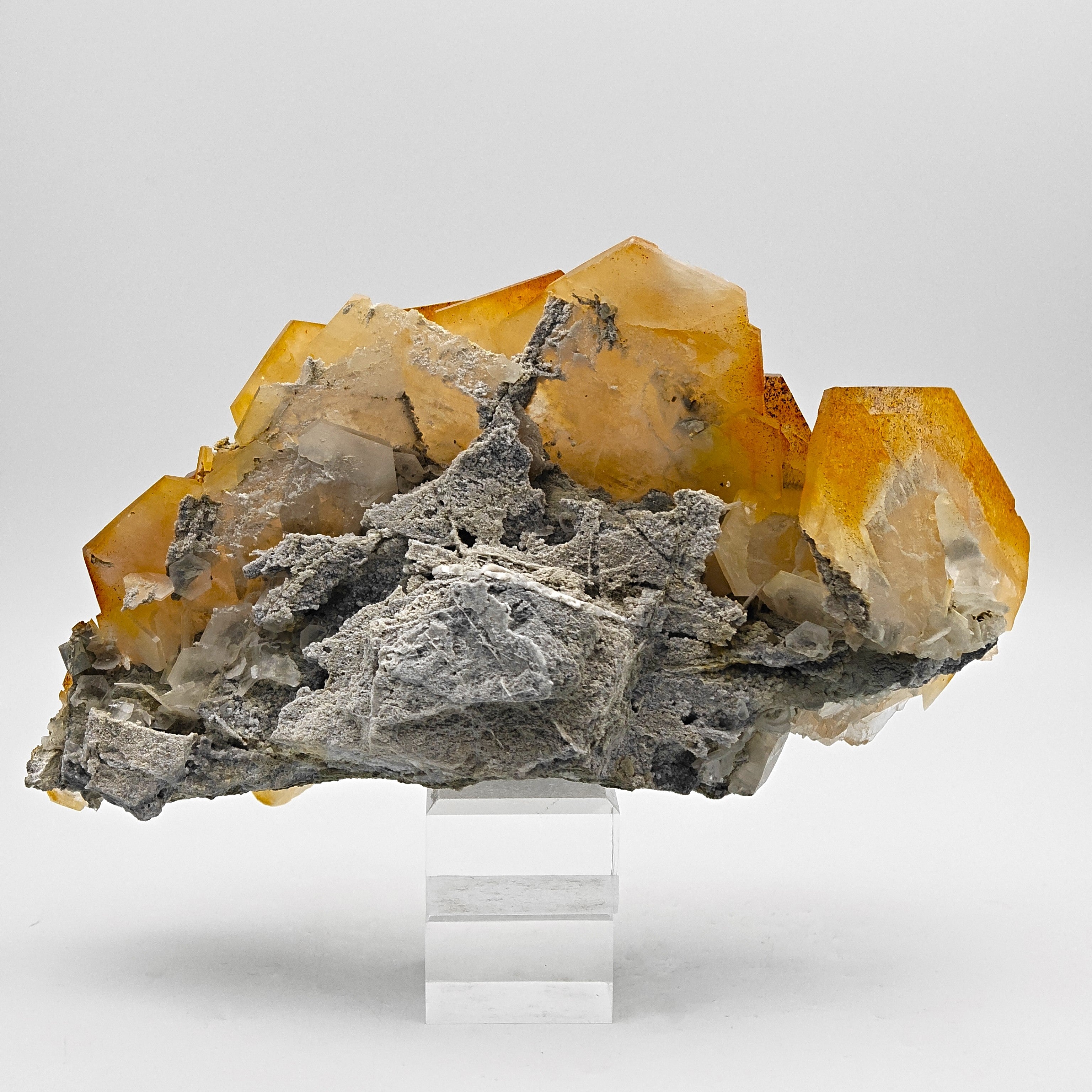 CALCITE – New Find, Yellow, Orange & White Hexagonal Cluster, China