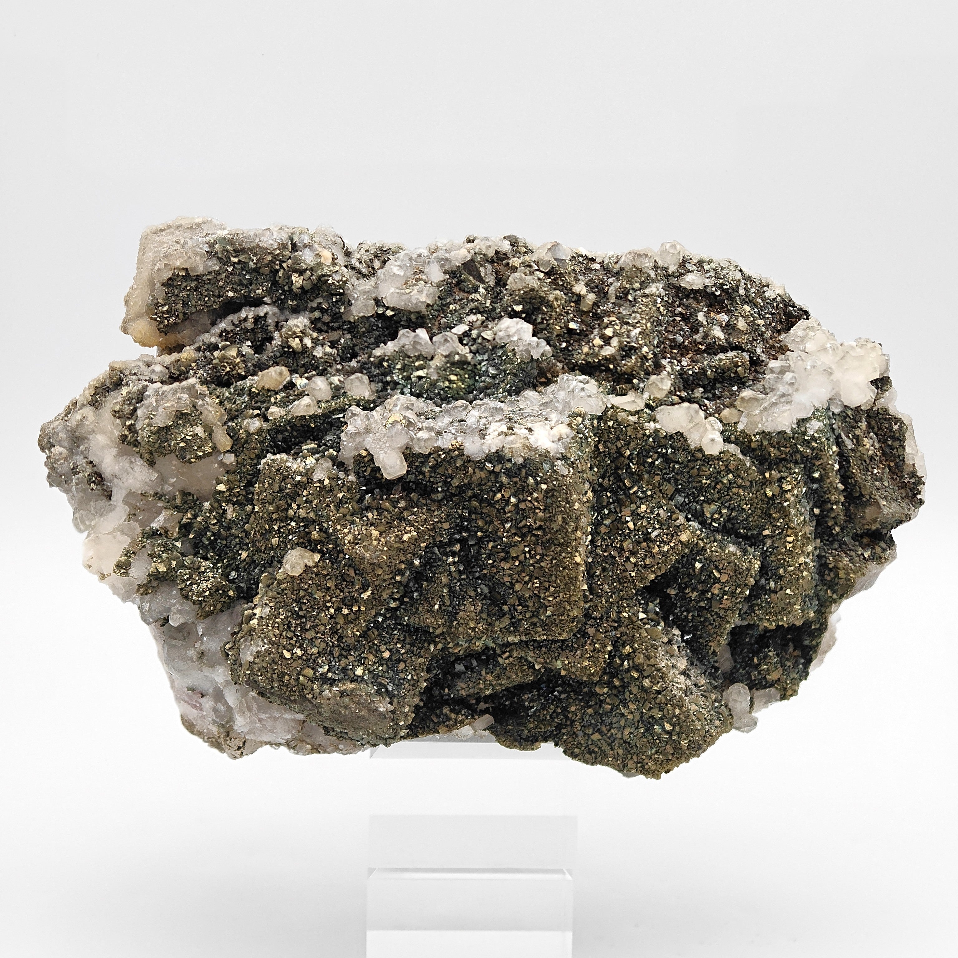 MARCASITE & FLUORITE – Golden Crystals on Cubes, Silius, Sardinia, Italy