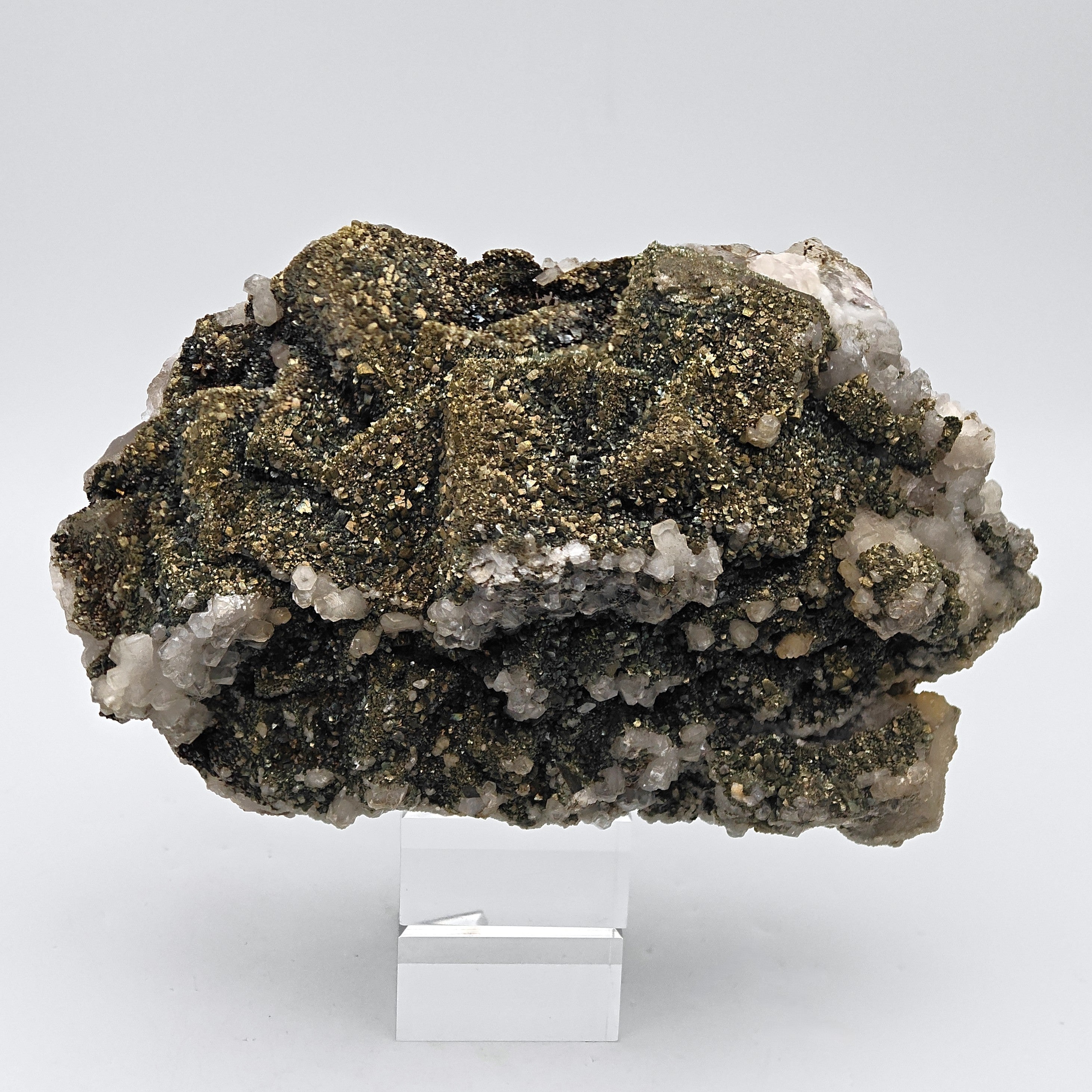 MARCASITE & FLUORITE – Golden Crystals on Cubes, Silius, Sardinia, Italy