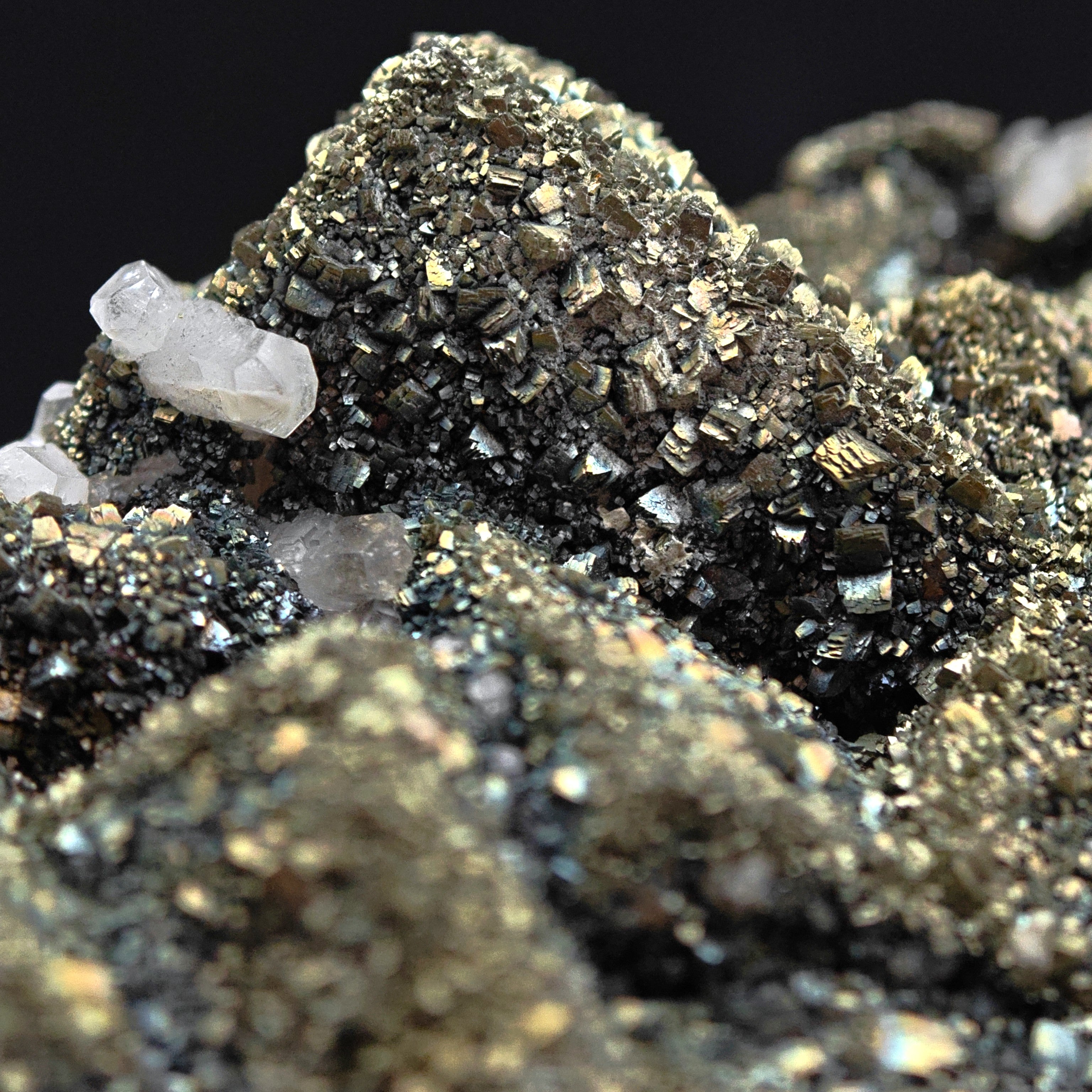 MARCASITE & FLUORITE – Golden Crystals on Cubes, Silius, Sardinia, Italy