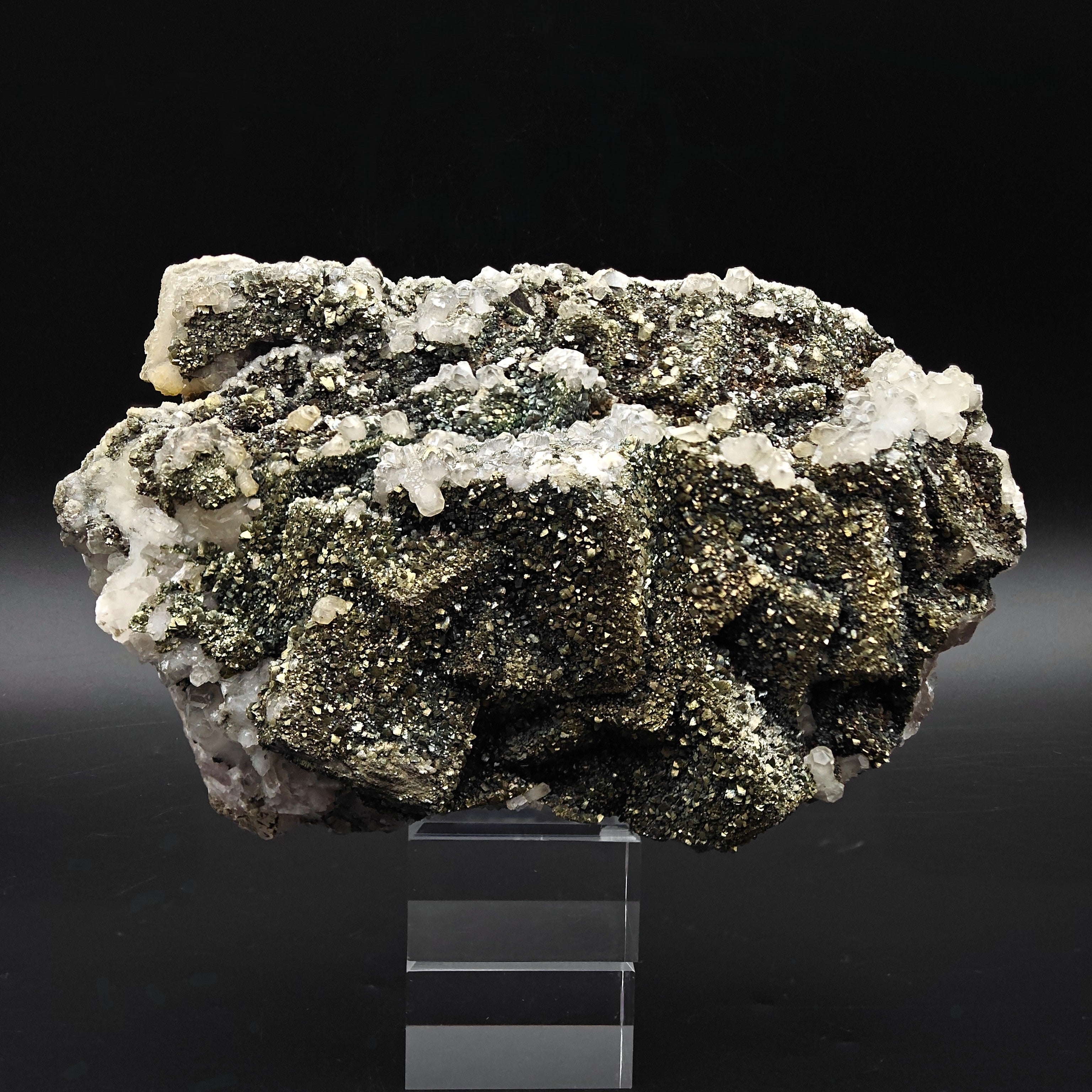 MARCASITE & FLUORITE – Golden Crystals on Cubes, Silius, Sardinia, Italy