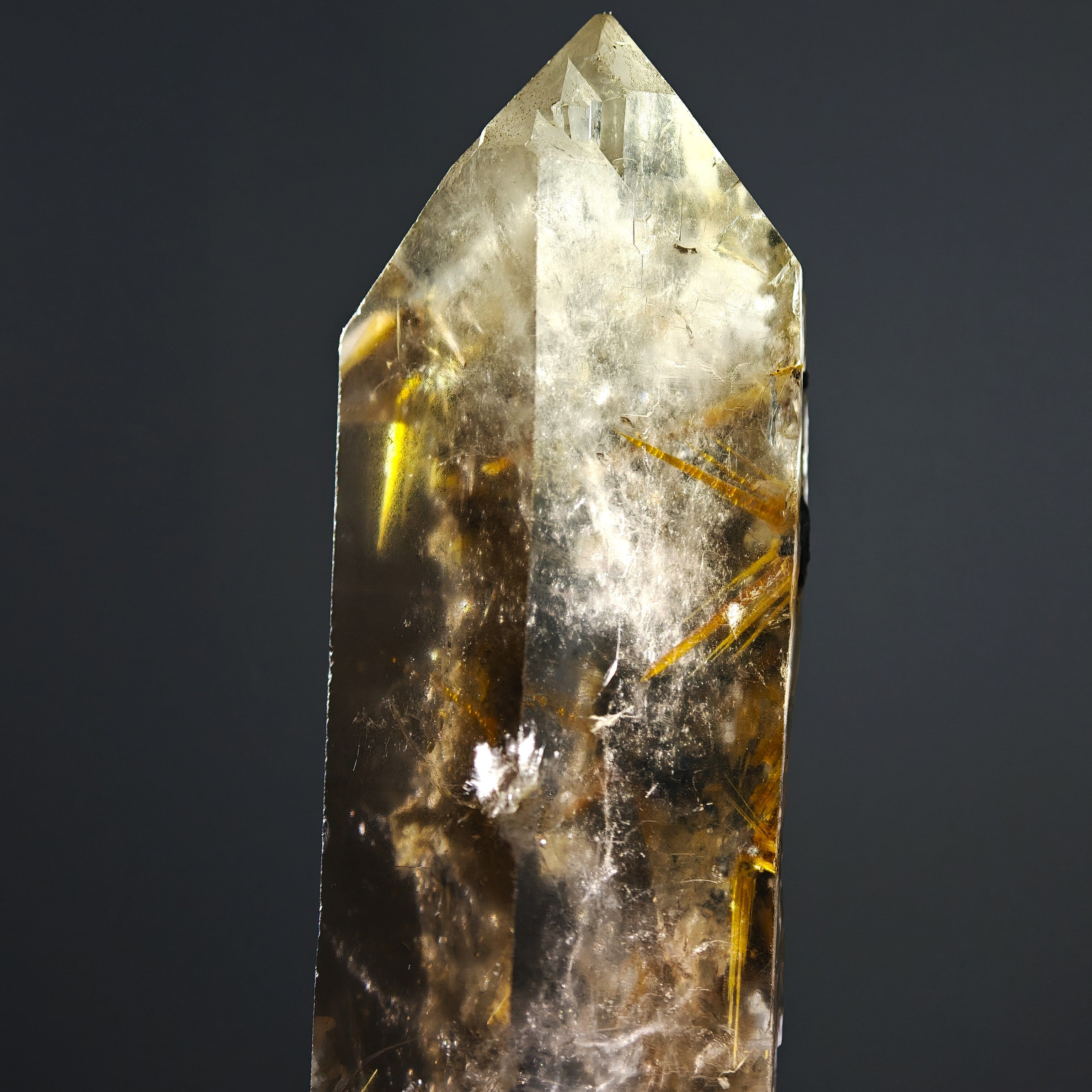 RUTILE & SMOKY QUARTZ – Large Golden Crystal Stars on Hematite, Brazil