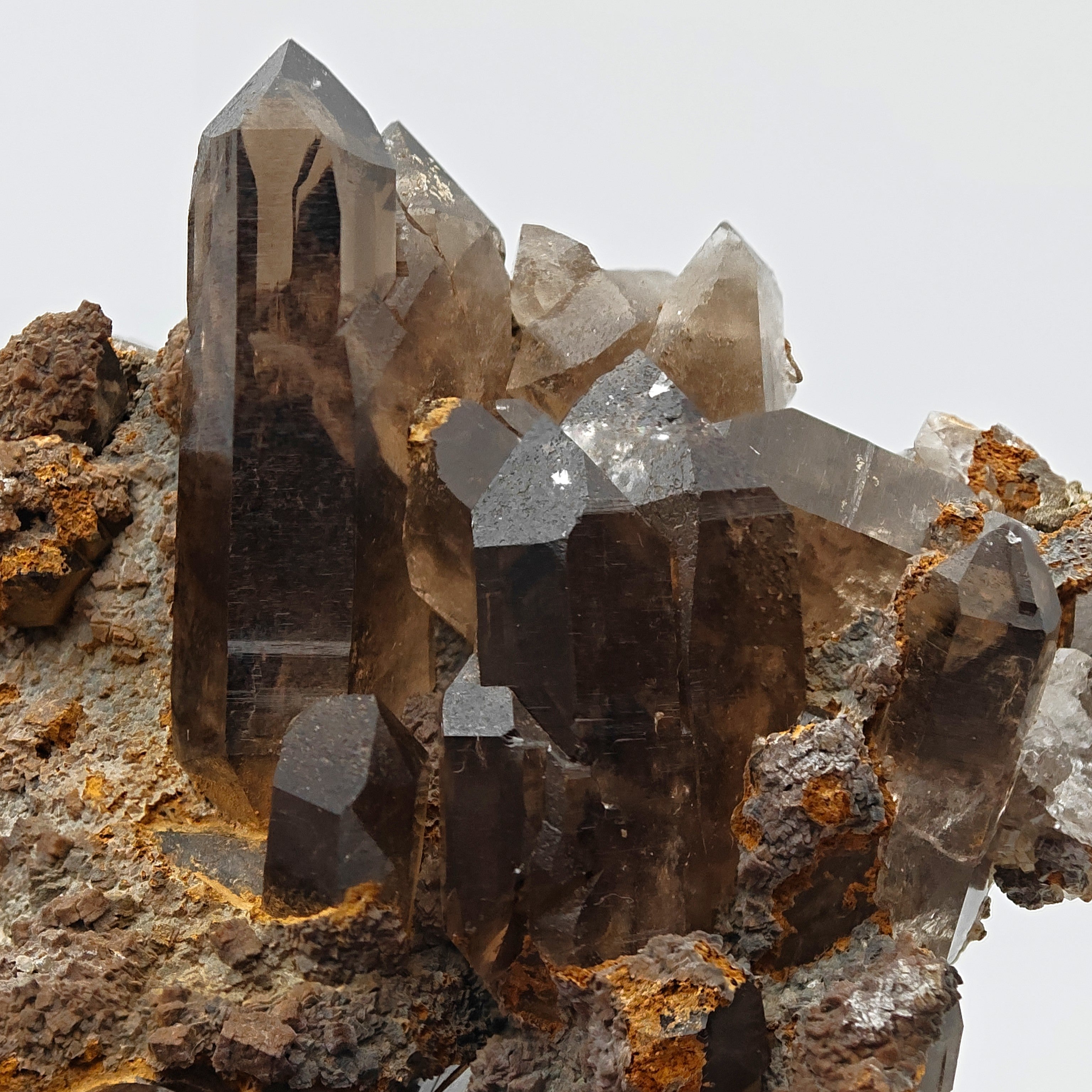 SMOKY QUARTZ – Alpine Cluster with Twisted Gwindel Crystal, Switzerland
